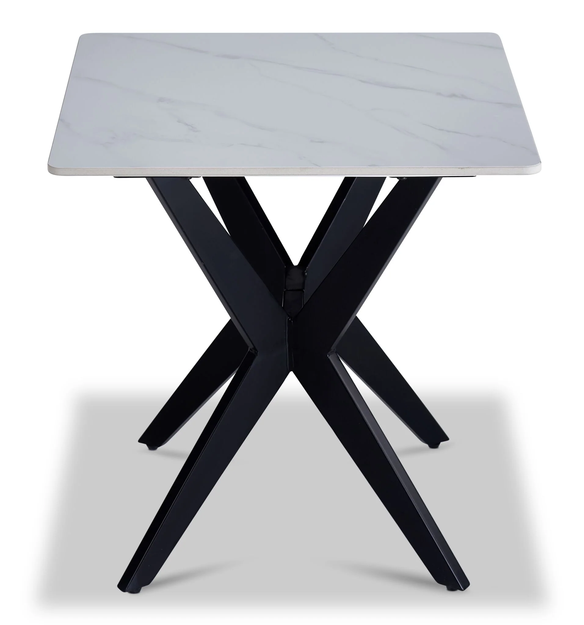 Kalani 21.75" End Table - White Sintered Stone & Black Metal - Image 3