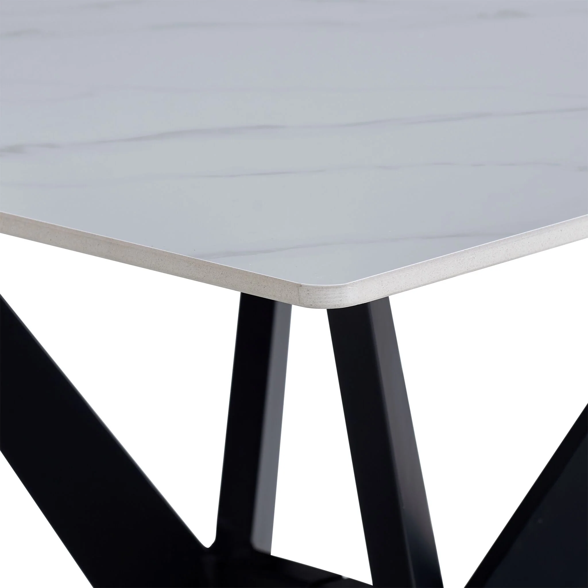 Kalani 21.75" End Table - White Sintered Stone & Black Metal - Image 4