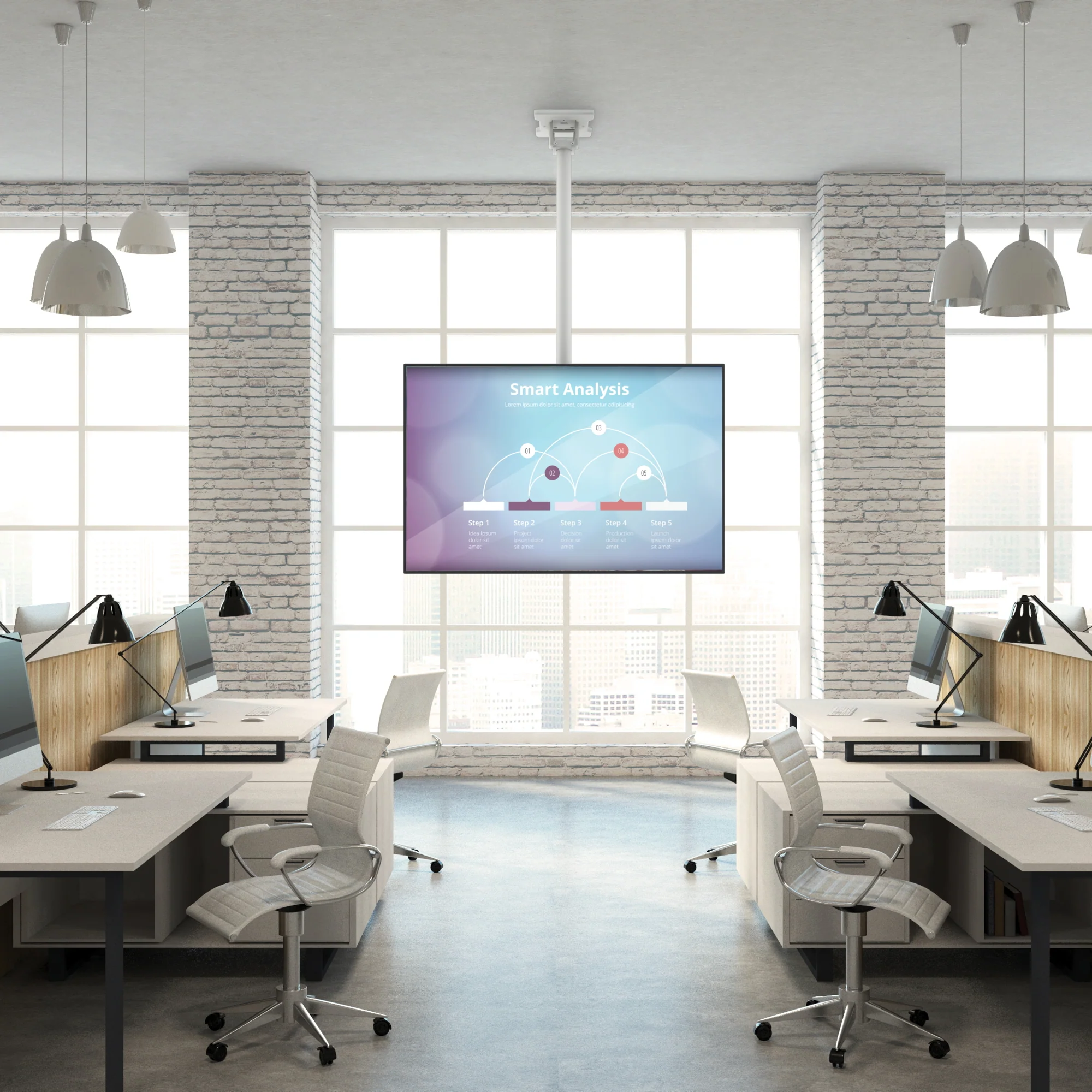 Kanto White Hanging TV Ceiling Mount for 37" to 70" TVs - CM600W - Image 6