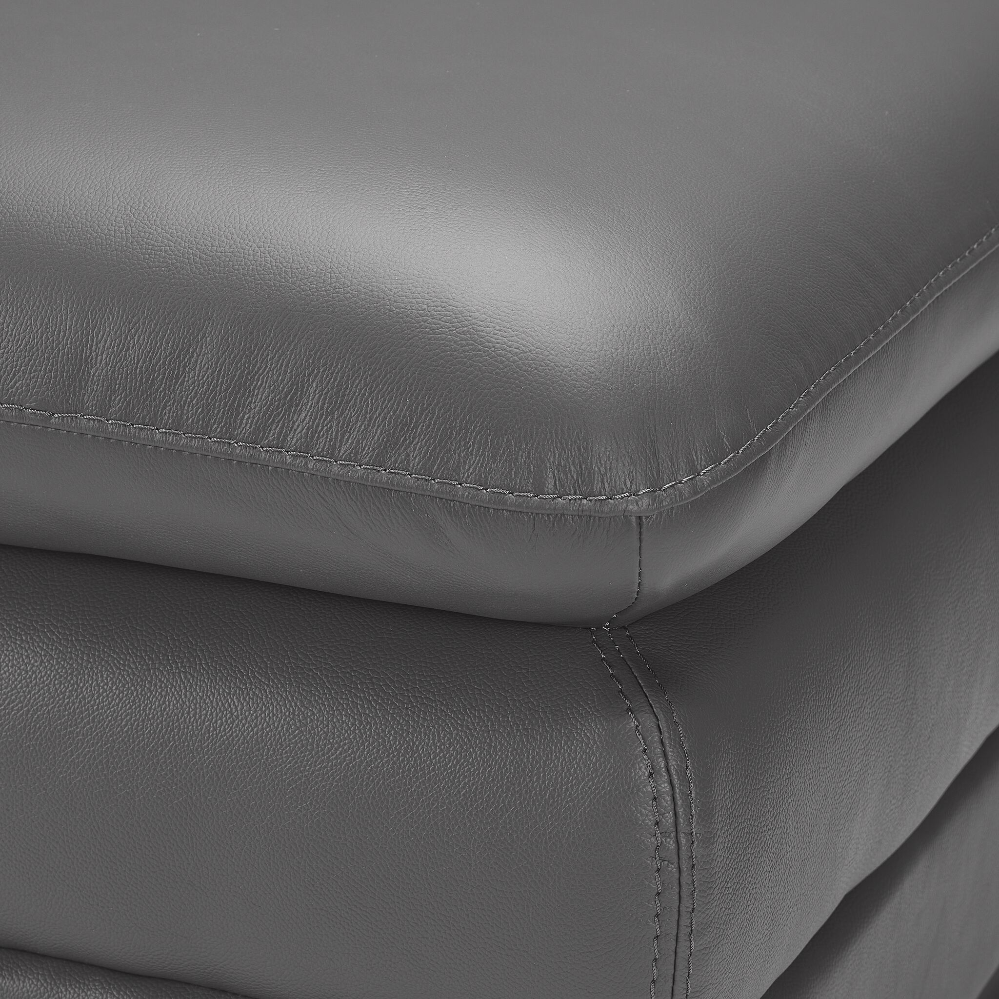 Kendrick Leather Ottoman - Grey - Image 3