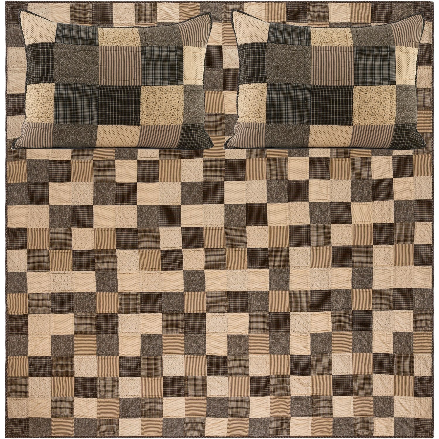 Kettle Grove Queen Quilt Set - Black/Khaki - Image 2