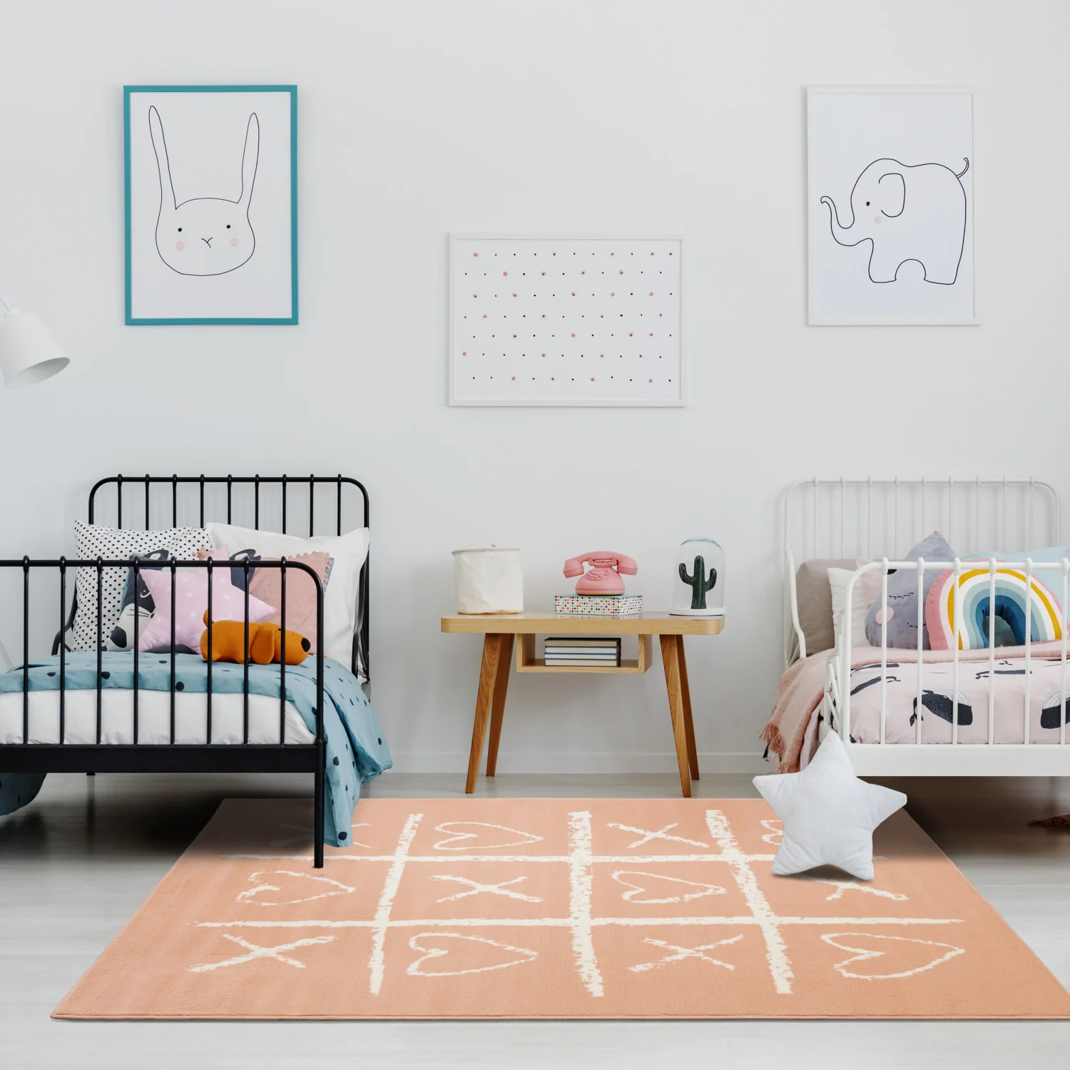 Kids Playing Board Area Rug - 4' X 6' - Pink/Cream - Image 3