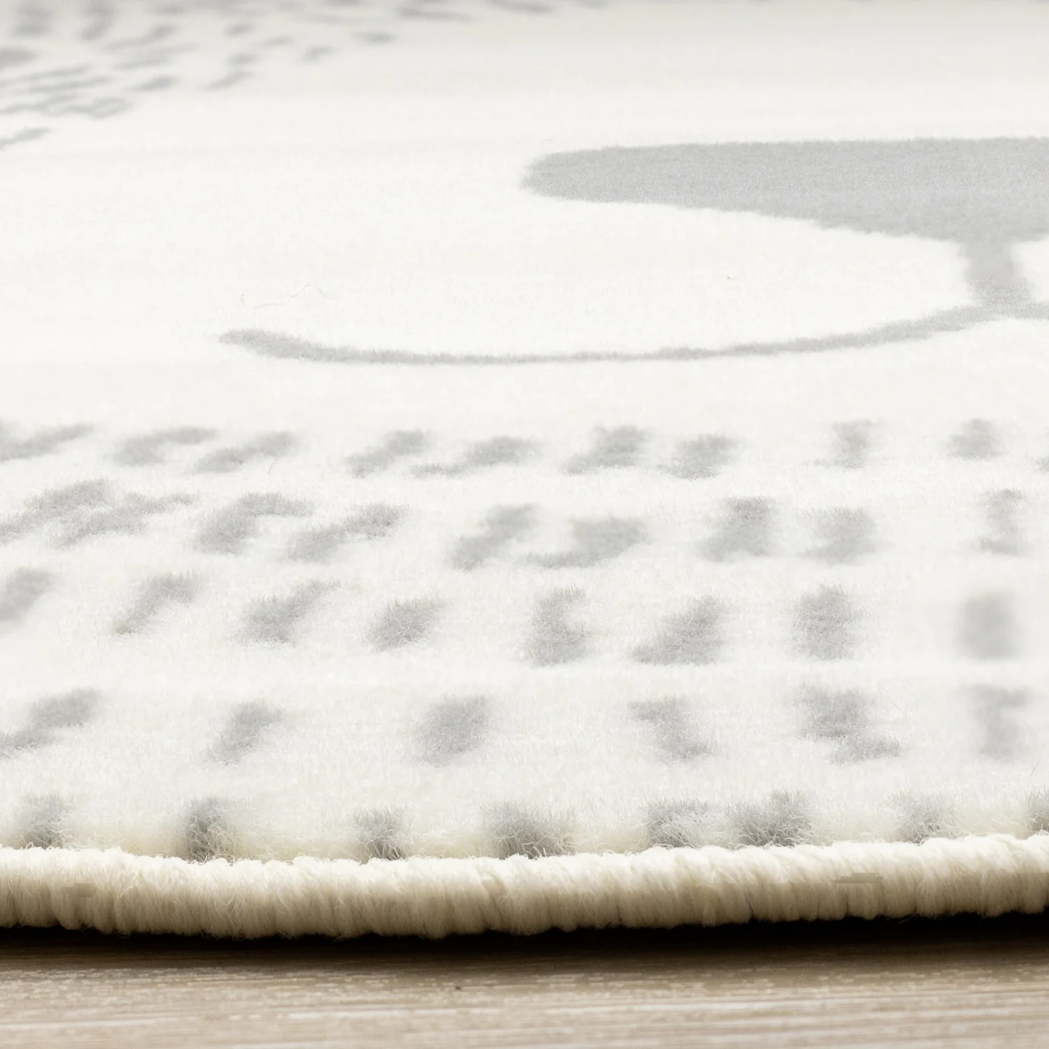 Kids Teddy Bear Area Rug - 5ft Round - Cream/Grey - Image 5