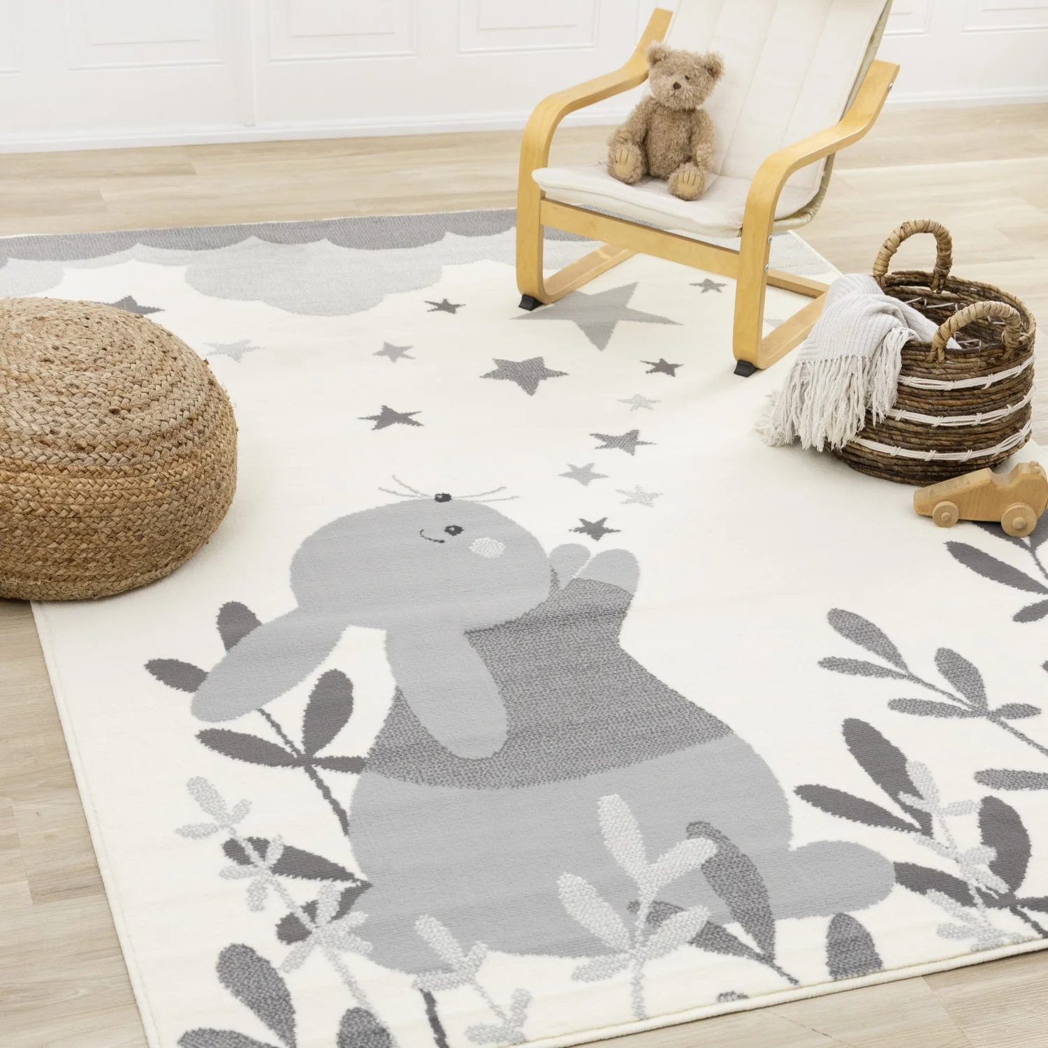 Kids Wishful Bunny Area Rug - 4' X 6' - Cream - Image 2