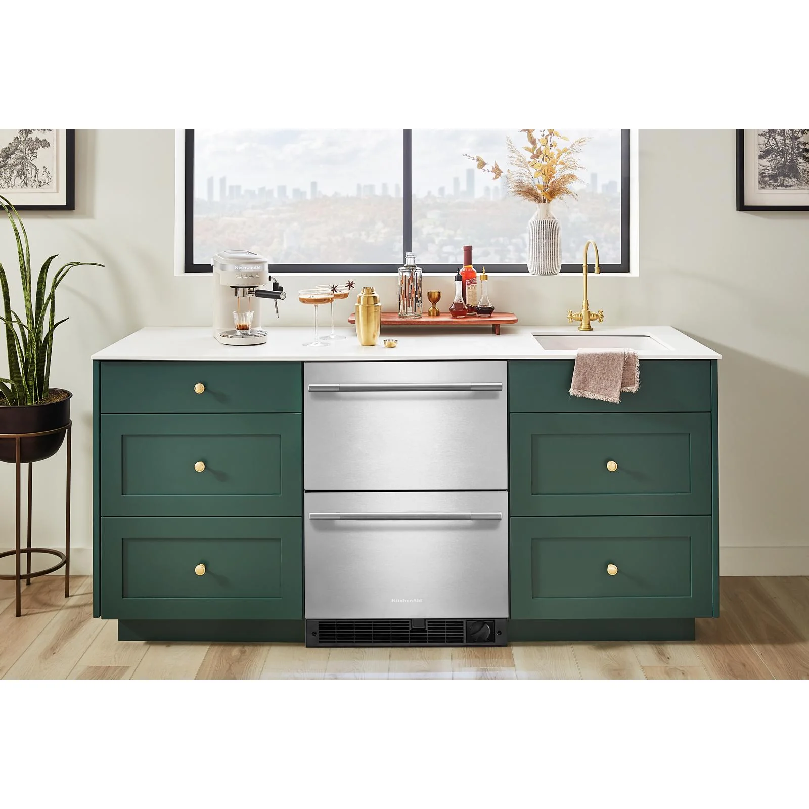 KitchenAid 24" 4.3 Cu. Ft. Black Cabinet with Stainless Steel Doors Undercounter Double-Drawer Refrigerator - KUCT524SSB - Image 2