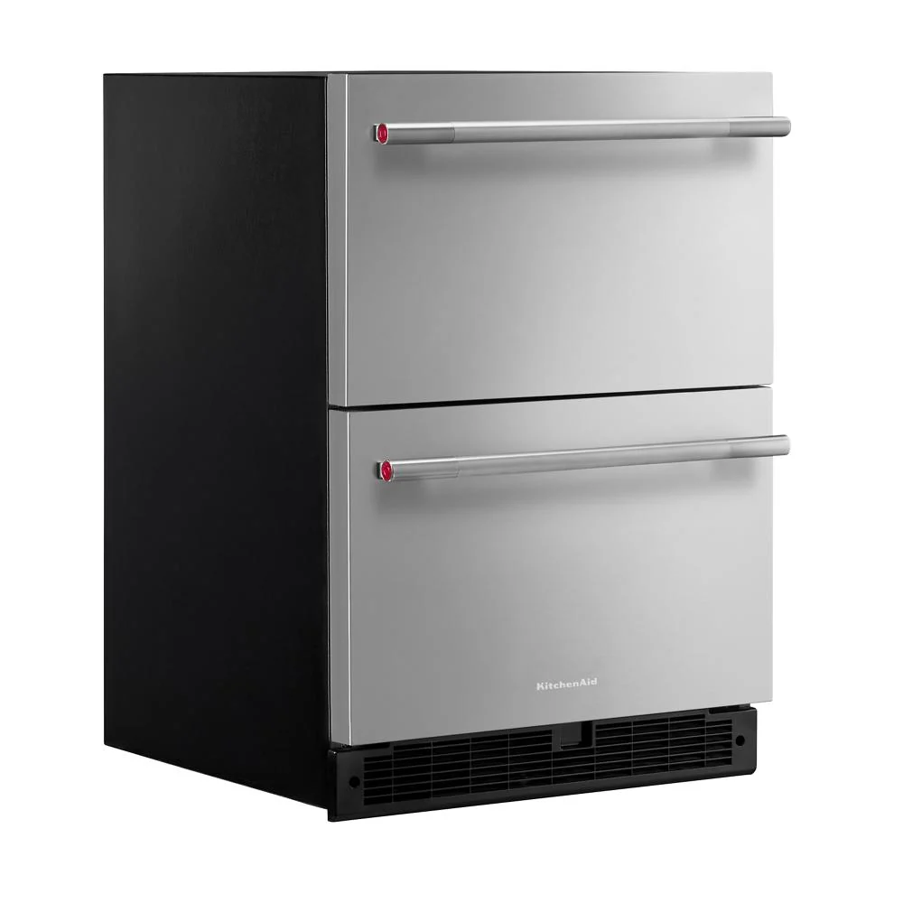 KitchenAid 24" 4.4 Cu. Ft. Black Cabinet with Stainless Steel Doors Undercounter Double-Drawer Refrigerator - KURT524SSB - Image 4