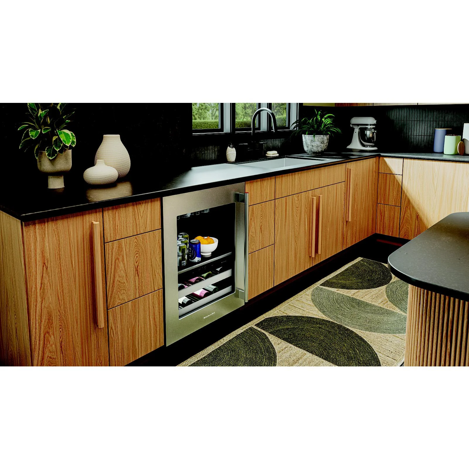 KitchenAid 24" 5.0 Cu. Ft. Black Cabinet with Stainless Steel Doors Undercounter Refrigerator - KUBL524SSB - Image 2