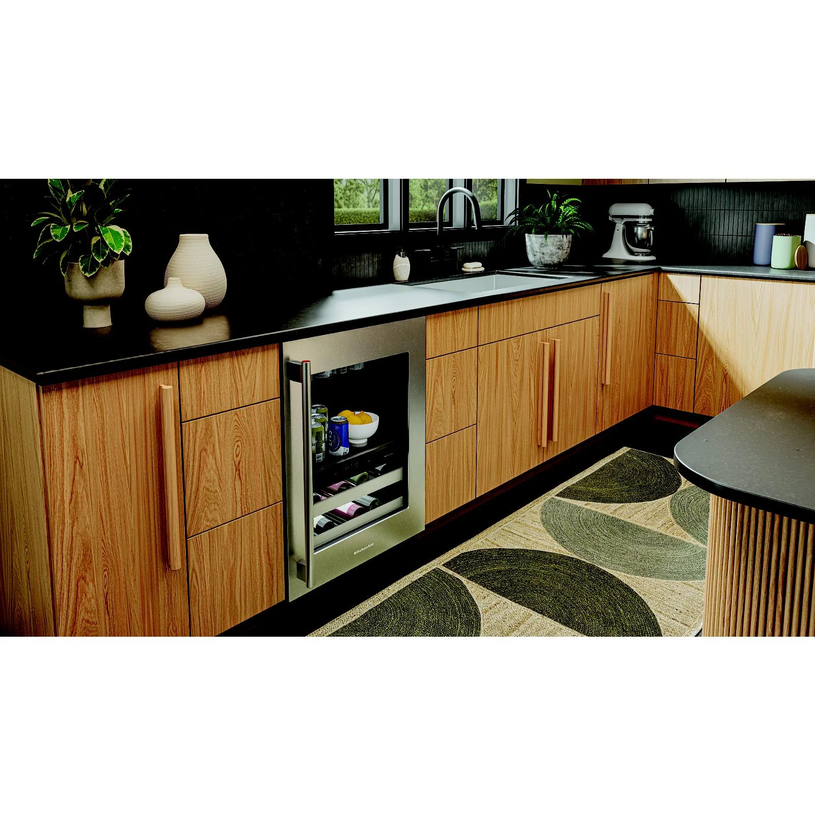 KitchenAid 24" 5.0 Cu. Ft. Black Cabinet with Stainless Steel Doors Undercounter Refrigerator - KUBR524SSB - Image 2