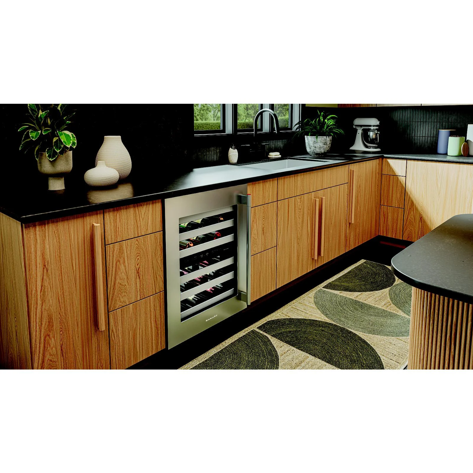 KitchenAid 24" 5.0 Cu. Ft. Black Cabinet with Stainless Steel Doors Undercounter Refrigerator - KUWL324SSB - Image 2