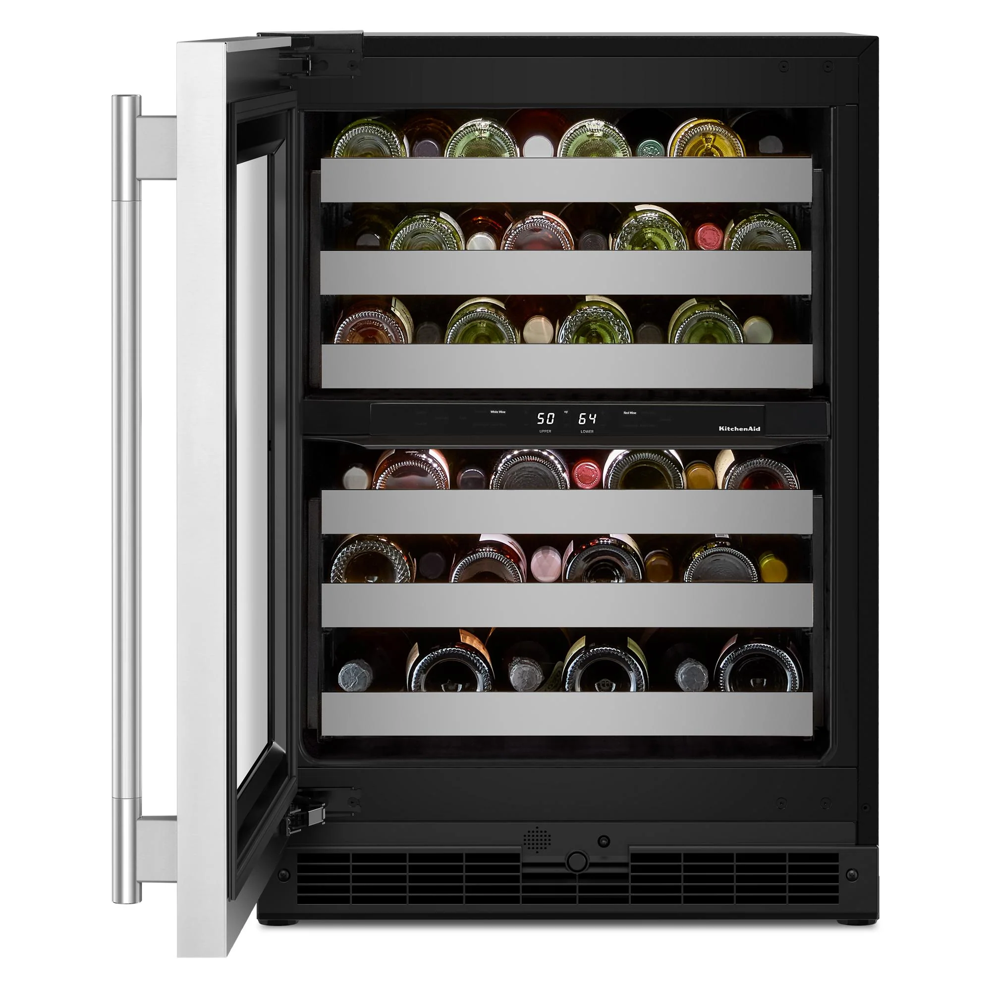 KitchenAid 24" 5.0 Cu. Ft. Black Cabinet with Stainless Steel Doors Undercounter Refrigerator - KUWL324SSB - Image 5