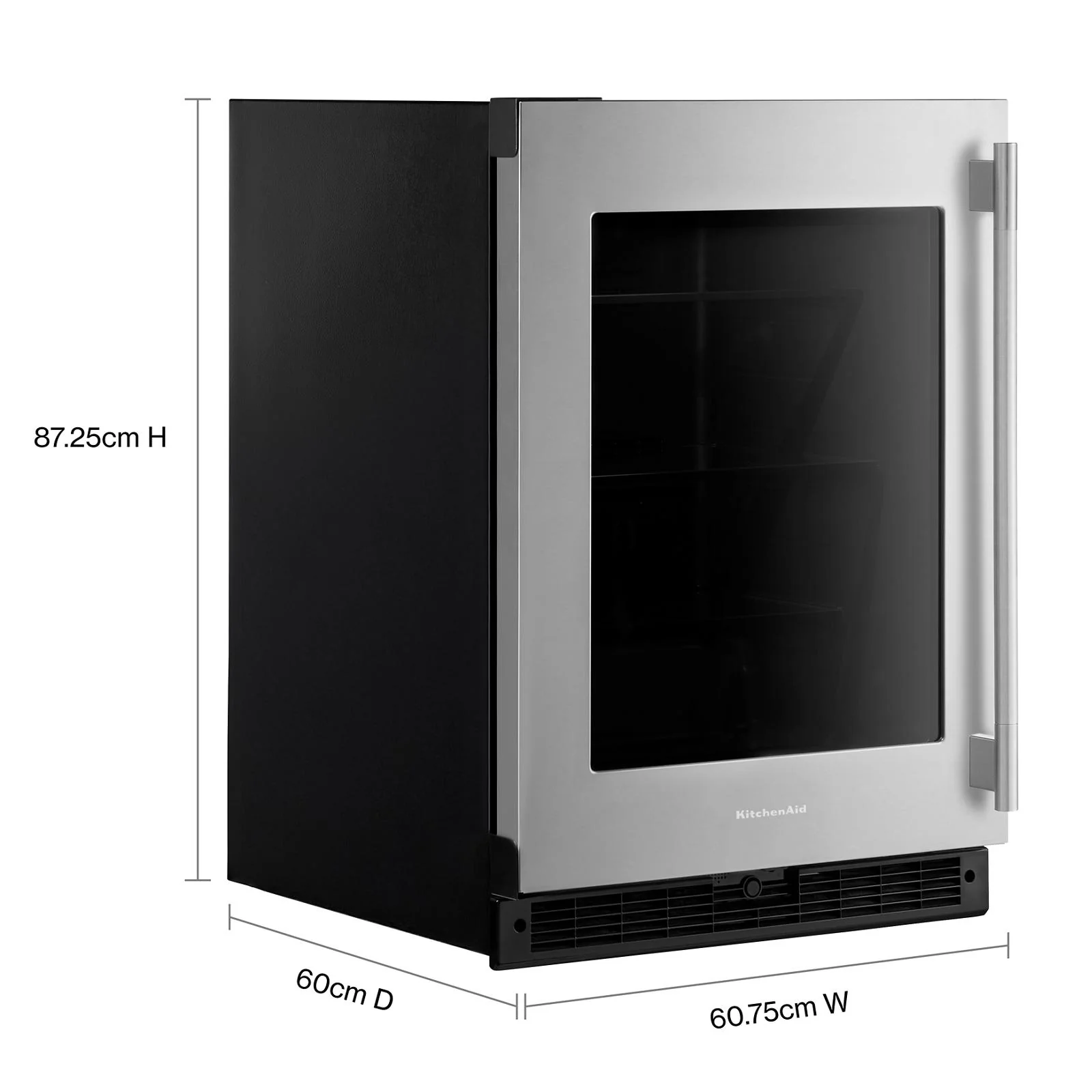 KitchenAid 24" 5.2 Cu. Ft. Black Cabinet with Stainless Steel Doors Undercounter Refrigerator - KURL324SSB - Image 3