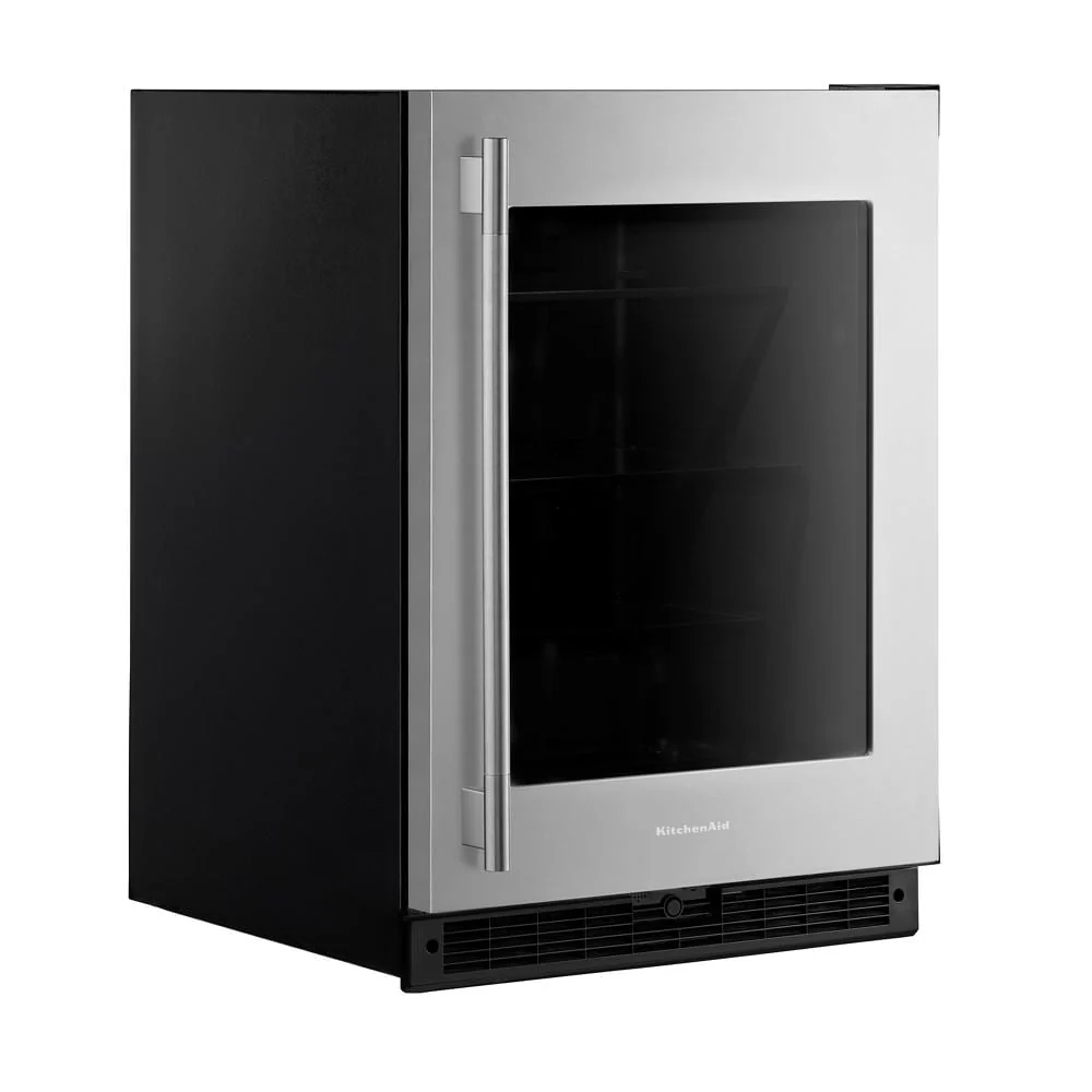 KitchenAid 24" 5.2 Cu. Ft. Black Cabinet with Stainless Steel Doors Undercounter Refrigerator - KURR324SSB - Image 4
