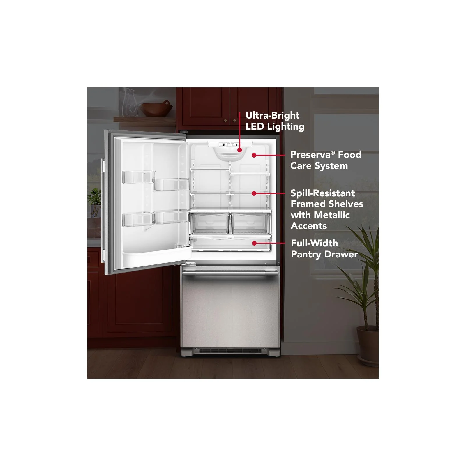 KitchenAid 30" 19.0 Cu. Ft. PrintShield Stainless Steel Standard-Depth Bottom Mount Refrigerator - KRBL130SPS - Image 10