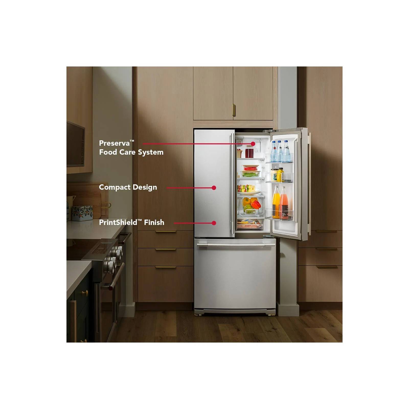 KitchenAid 30" 20.0 Cu. Ft. PrintShield Stainless Steel Standard Depth French Door Refrigerator - KRFF330SPS - Image 11