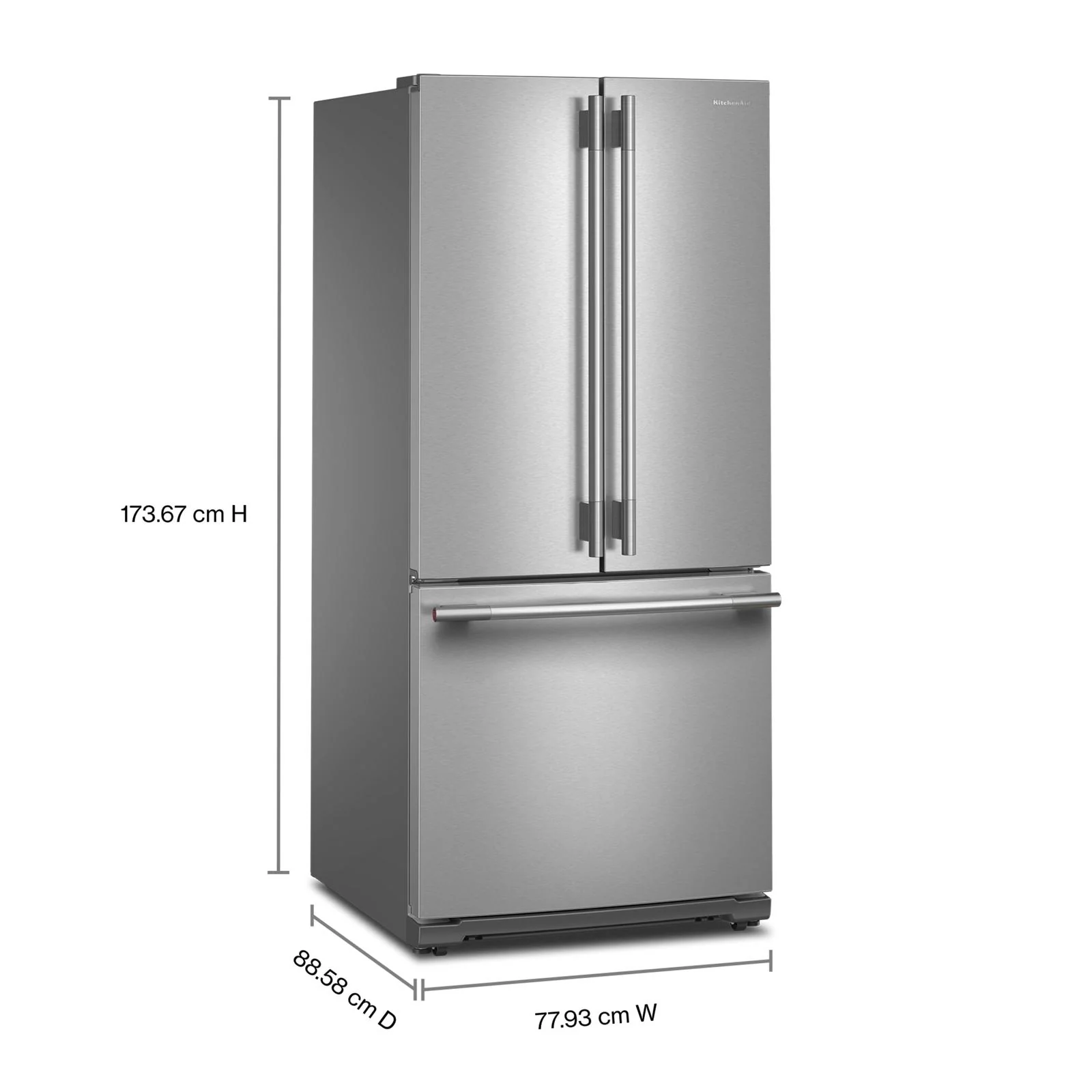 KitchenAid 30" 20.0 Cu. Ft. PrintShield Stainless Steel Standard Depth French Door Refrigerator - KRFF330SPS - Image 2
