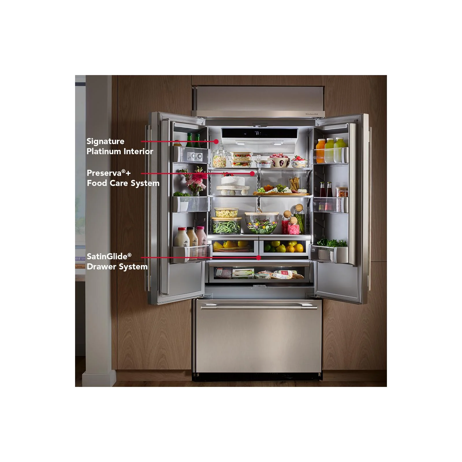 KitchenAid 36" 20.8 Cu. Ft. PrintShield Stainless Steel Built-In French Door Refrigerator - KBFN536SPS - Image 14