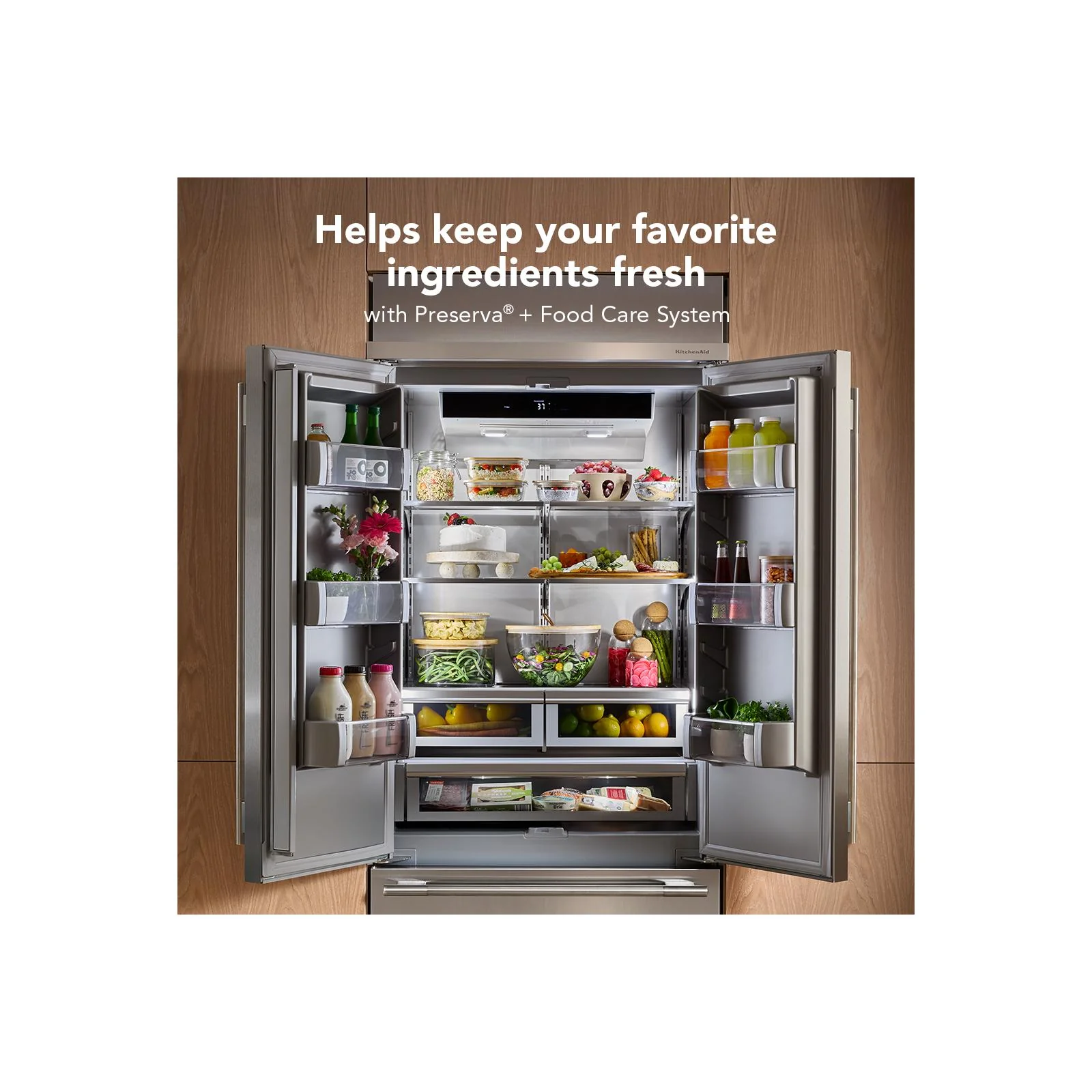 KitchenAid 36" 20.8 Cu. Ft. PrintShield Stainless Steel Built-In French Door Refrigerator - KBFN536SPS - Image 15