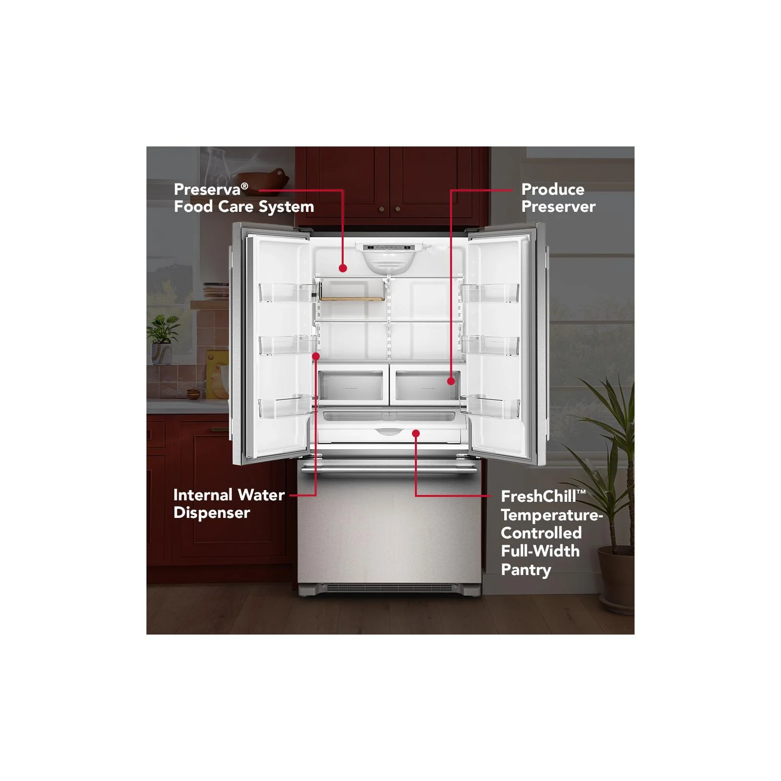 KitchenAid 36" 22.0 Cu. Ft. PrintShield Stainless Steel Counter-Depth French Door Refrigerator - KRFC136TPS - Image 11