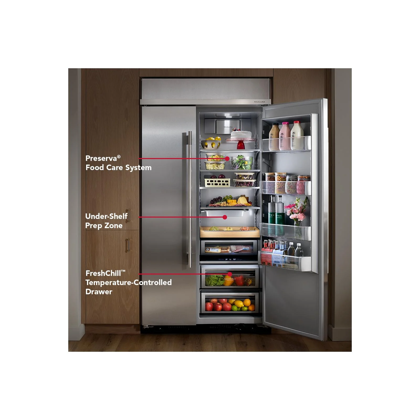 KitchenAid 48" 29.0 Cu. Ft. PrintShield Stainless Steel Built-In Side-by-Side Refrigerator - KBSD748SPS - Image 11