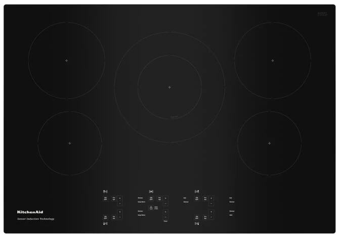 KitchenAid Black 30" 5-Element Electric Sensor Induction Cooktop - KCIG550JBL
