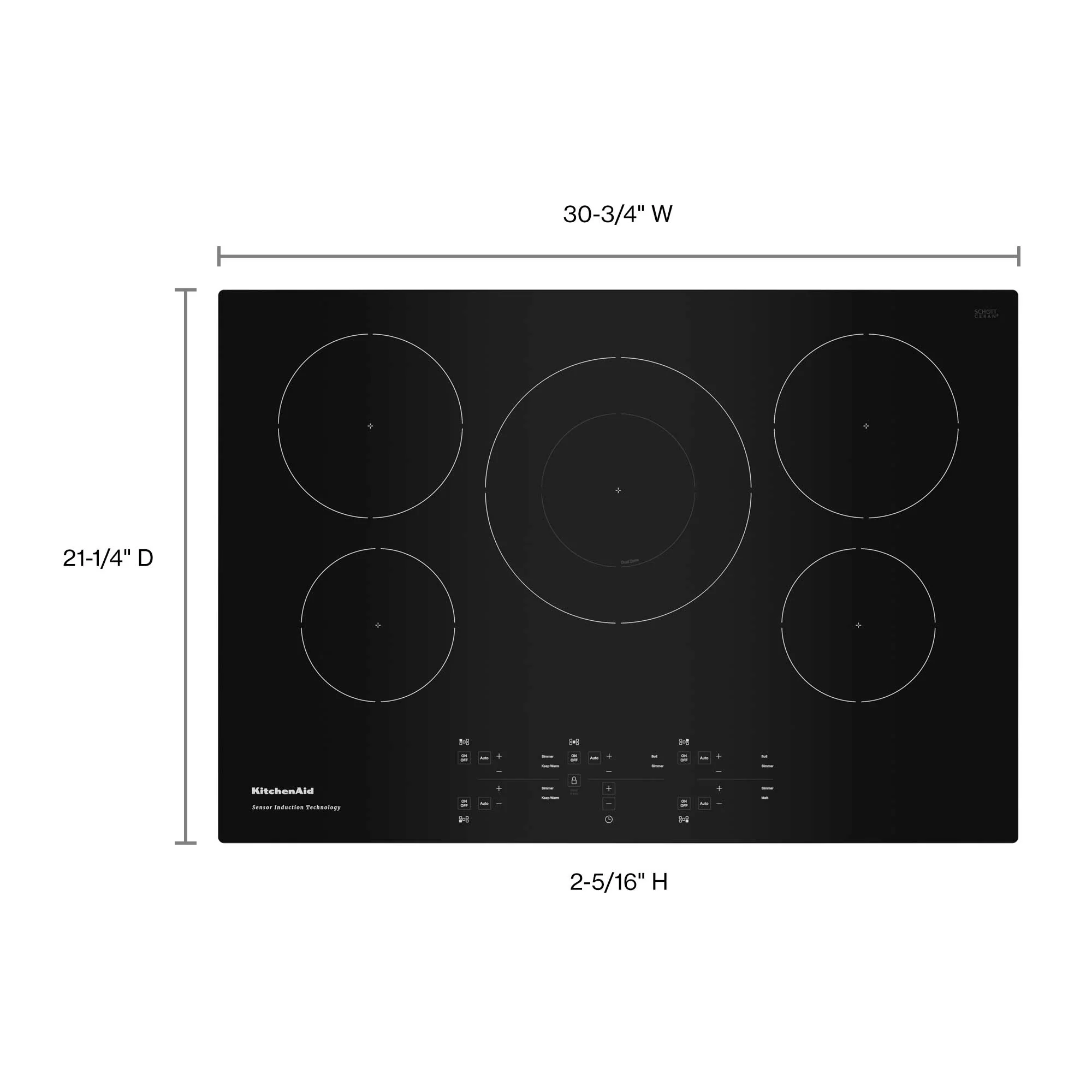 KitchenAid Black 30" 5-Element Electric Sensor Induction Cooktop - KCIG550JBL - Image 5