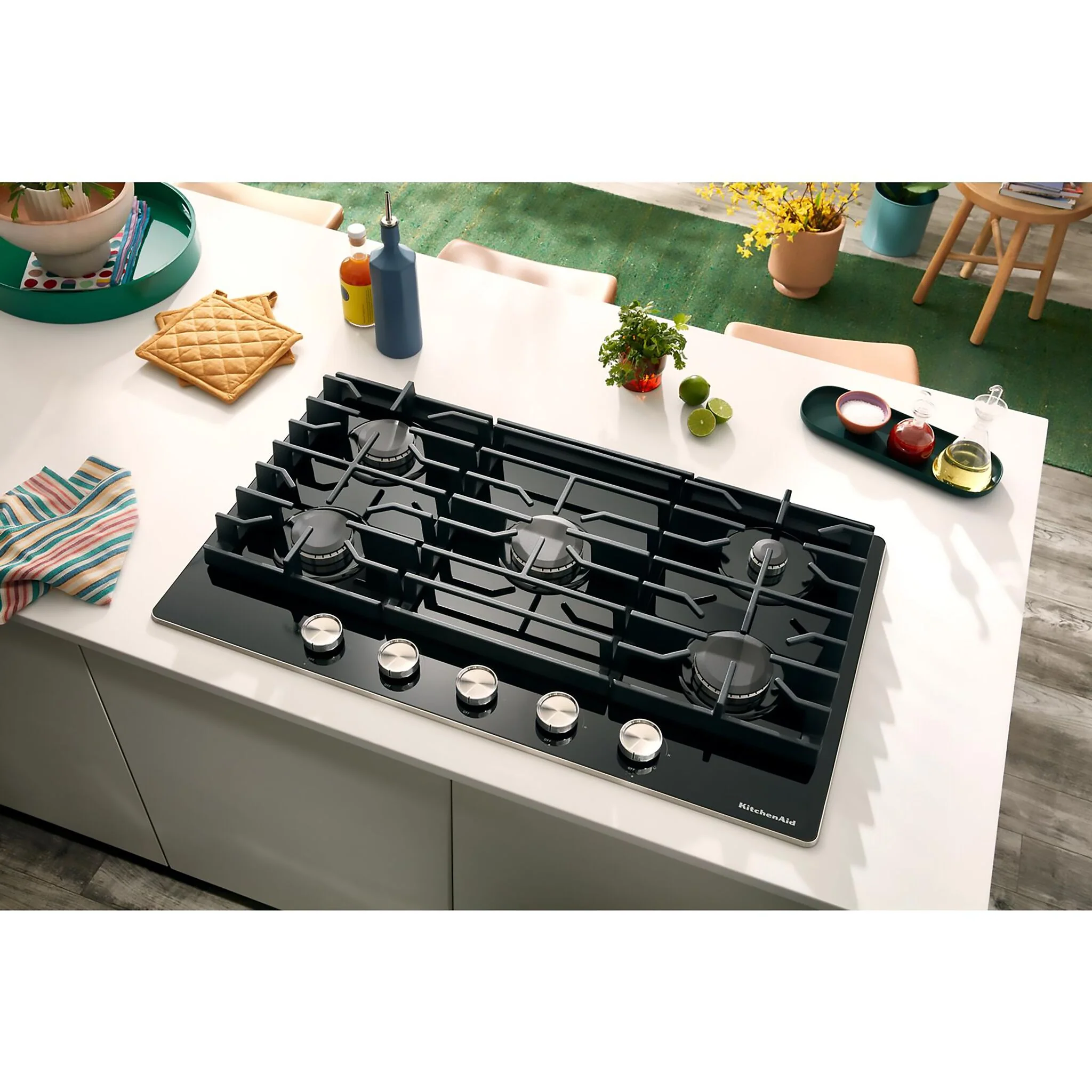 KitchenAid Black 36" Gas Cooktop - KCGG536PBL - Image 2