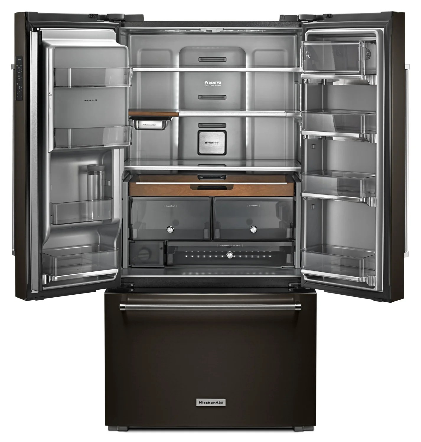 KitchenAid 36" 23.8 Cu. Ft. Black Stainless Steel Counter-Depth French Door Refrigerator - KRFC704FBS - Image 3