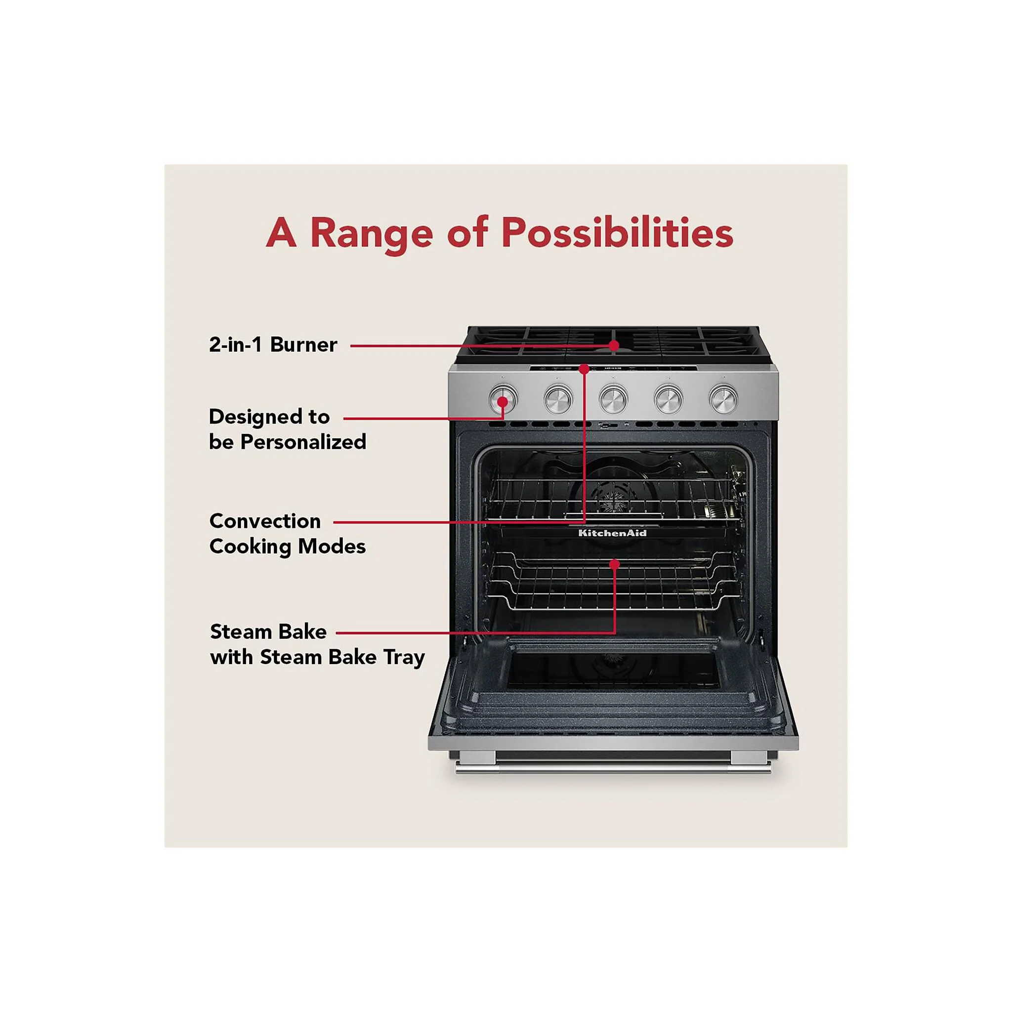 KitchenAid Fingerprint Resistant Stainless Steel Slide-In Gas Convection Range (5 cu.ft.) - KSGS530SPS - Image 8