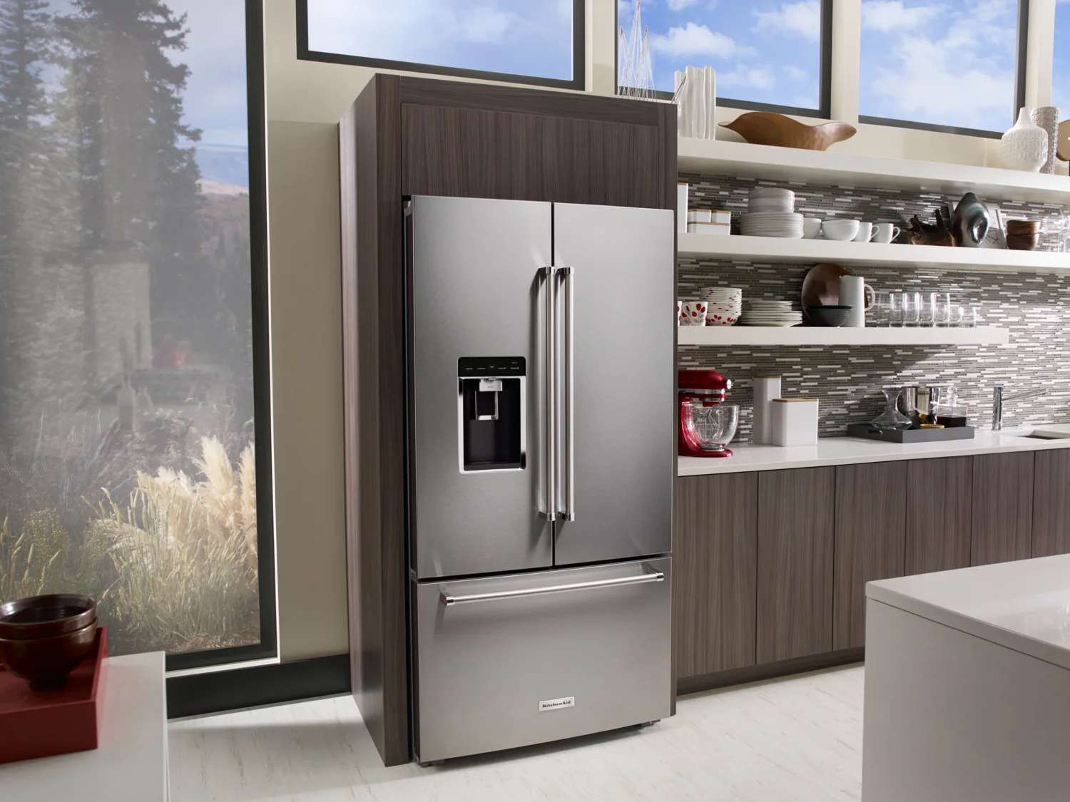 KitchenAid 35.8" 23.8 Cu. Ft. Stainless Steel Counter-Depth French Door Refrigerator - KRFC704FPS - Image 2