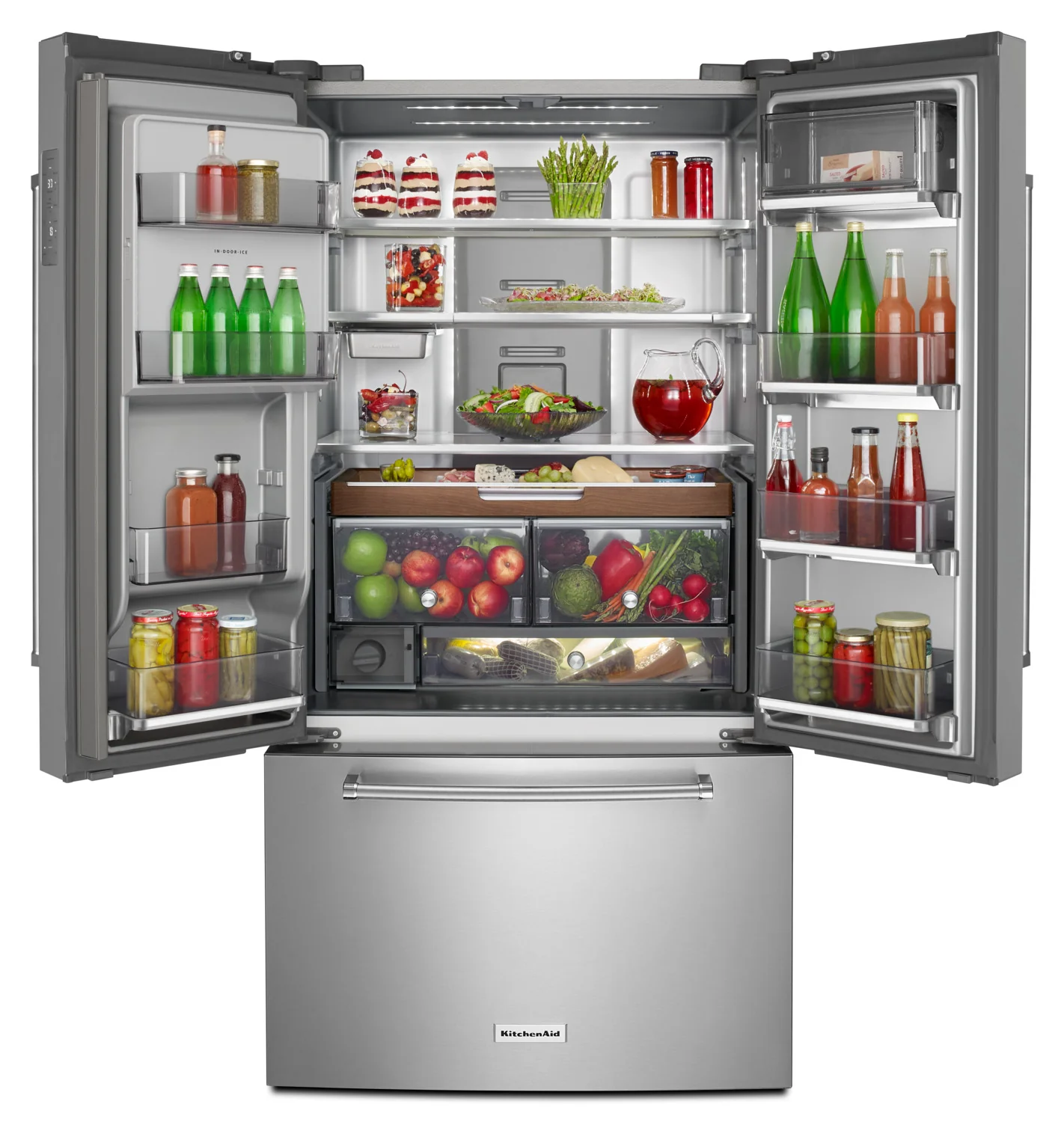 KitchenAid 35.8" 23.8 Cu. Ft. Stainless Steel Counter-Depth French Door Refrigerator - KRFC704FPS - Image 4