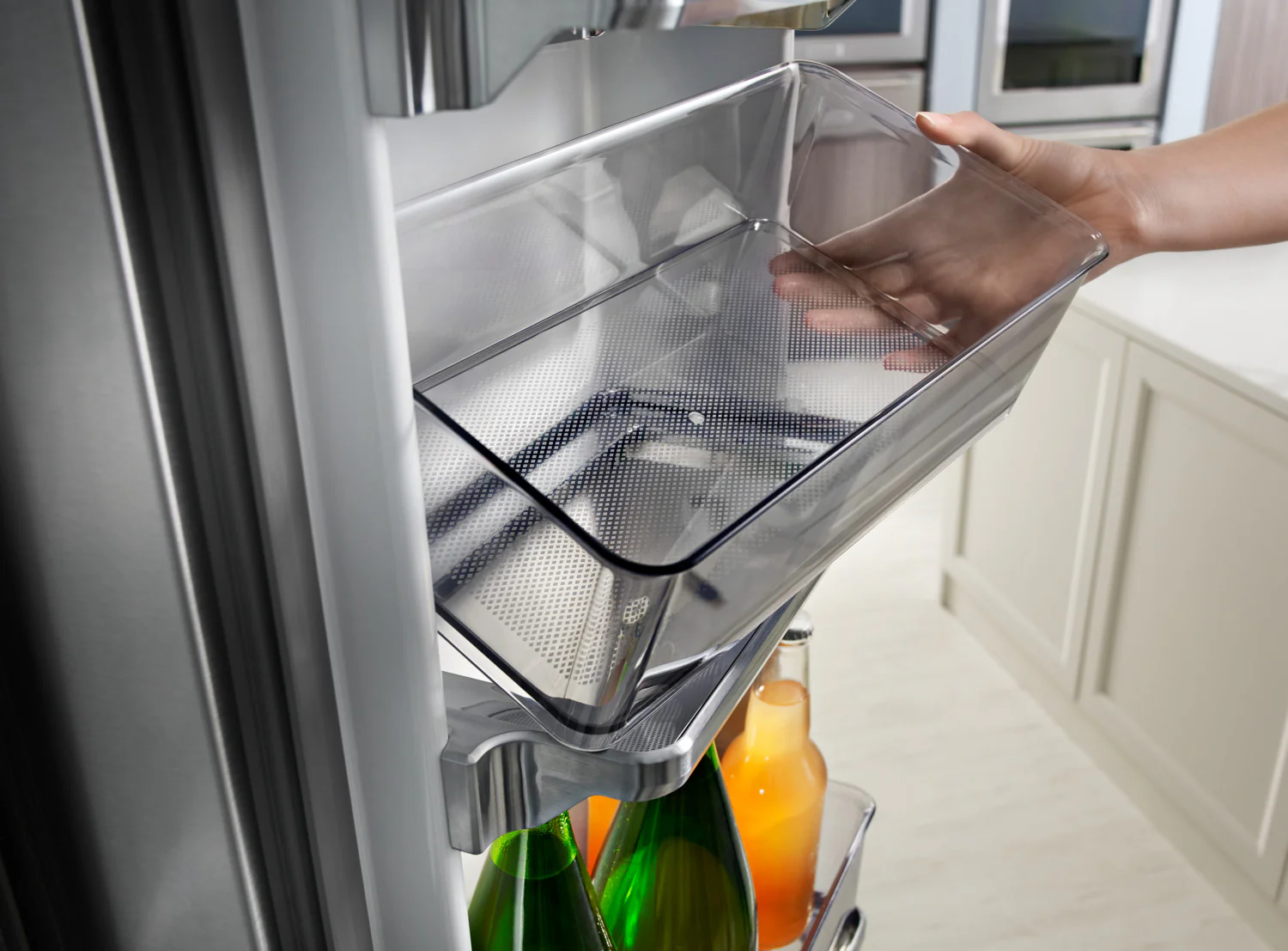 KitchenAid 35.8" 23.8 Cu. Ft. Stainless Steel Counter-Depth French Door Refrigerator - KRFC704FPS - Image 7