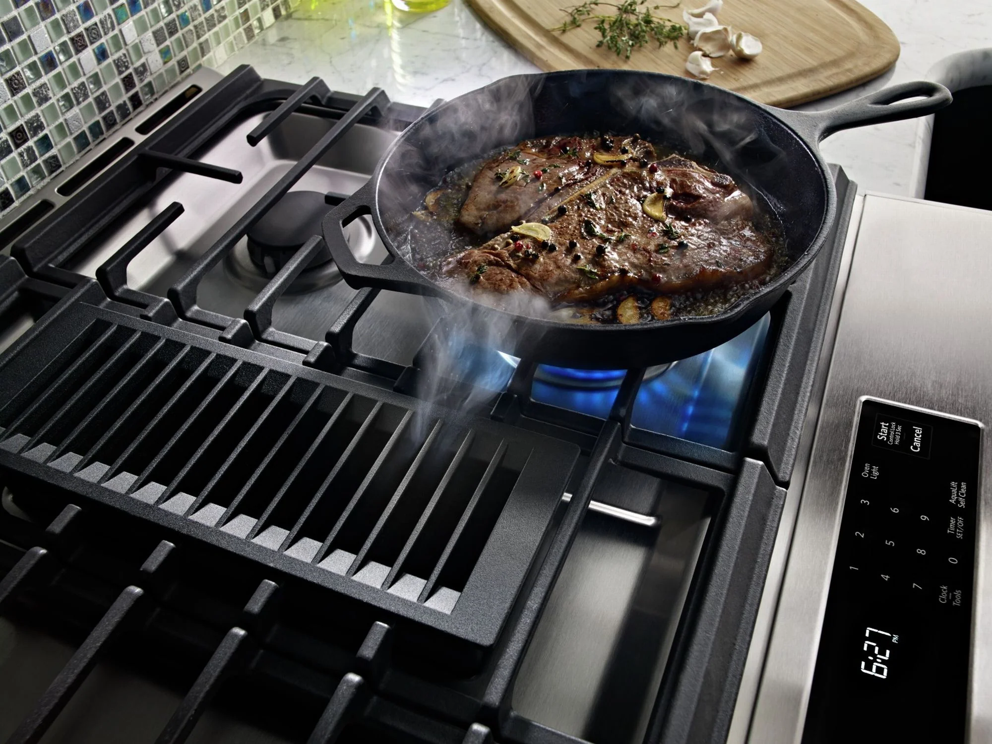 KitchenAid Stainless Steel Downdraft Dual Fuel Range (6.4 Cu.Ft.) - KSDG950ESS - Image 3