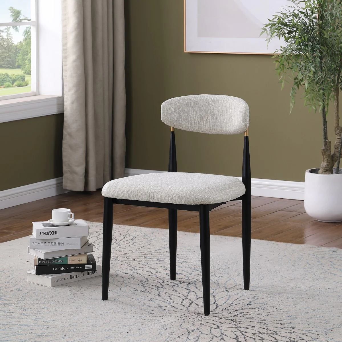 Kodi Dining Chair - Beige/Black - Set of Two - Image 2