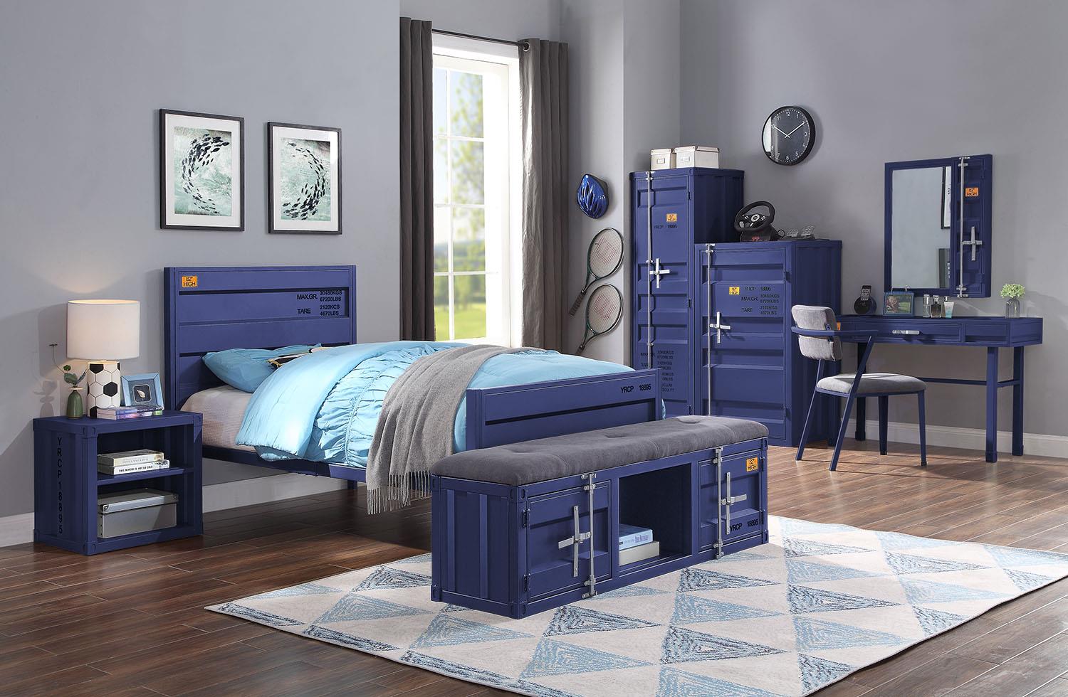 Konto Industrial Tall Wardrobe - Blue - Image 6