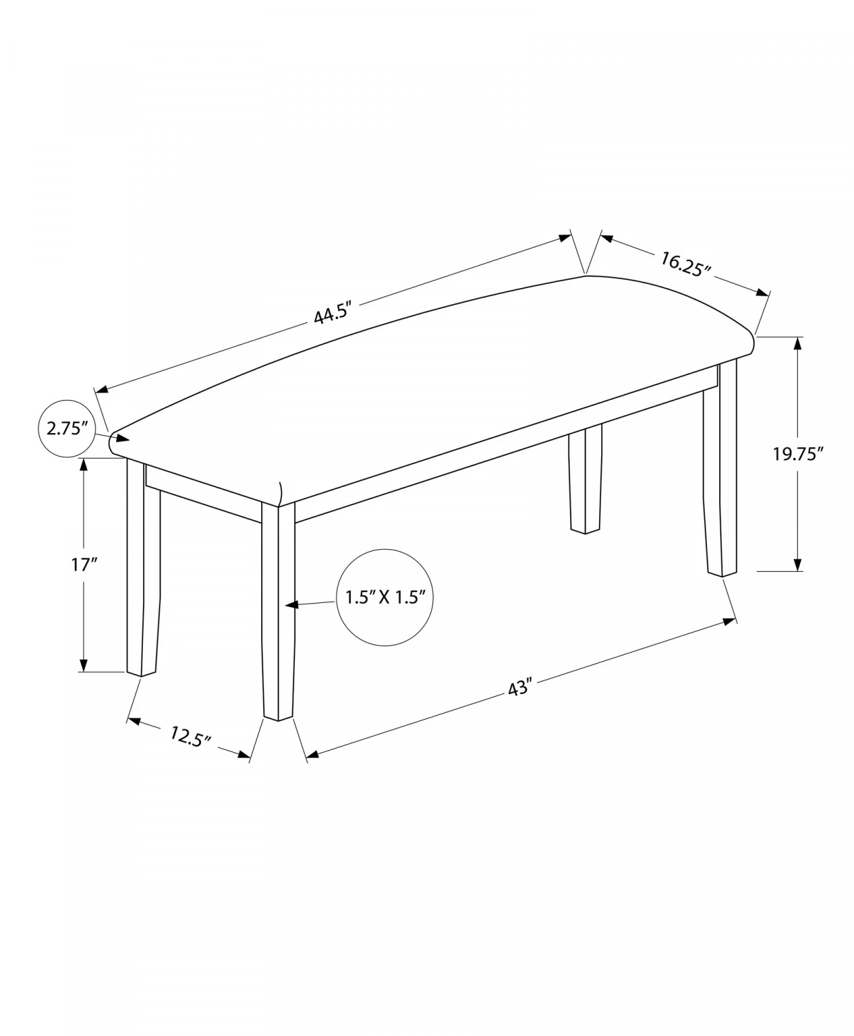 Kruz Bench - Walnut Brown - Image 3