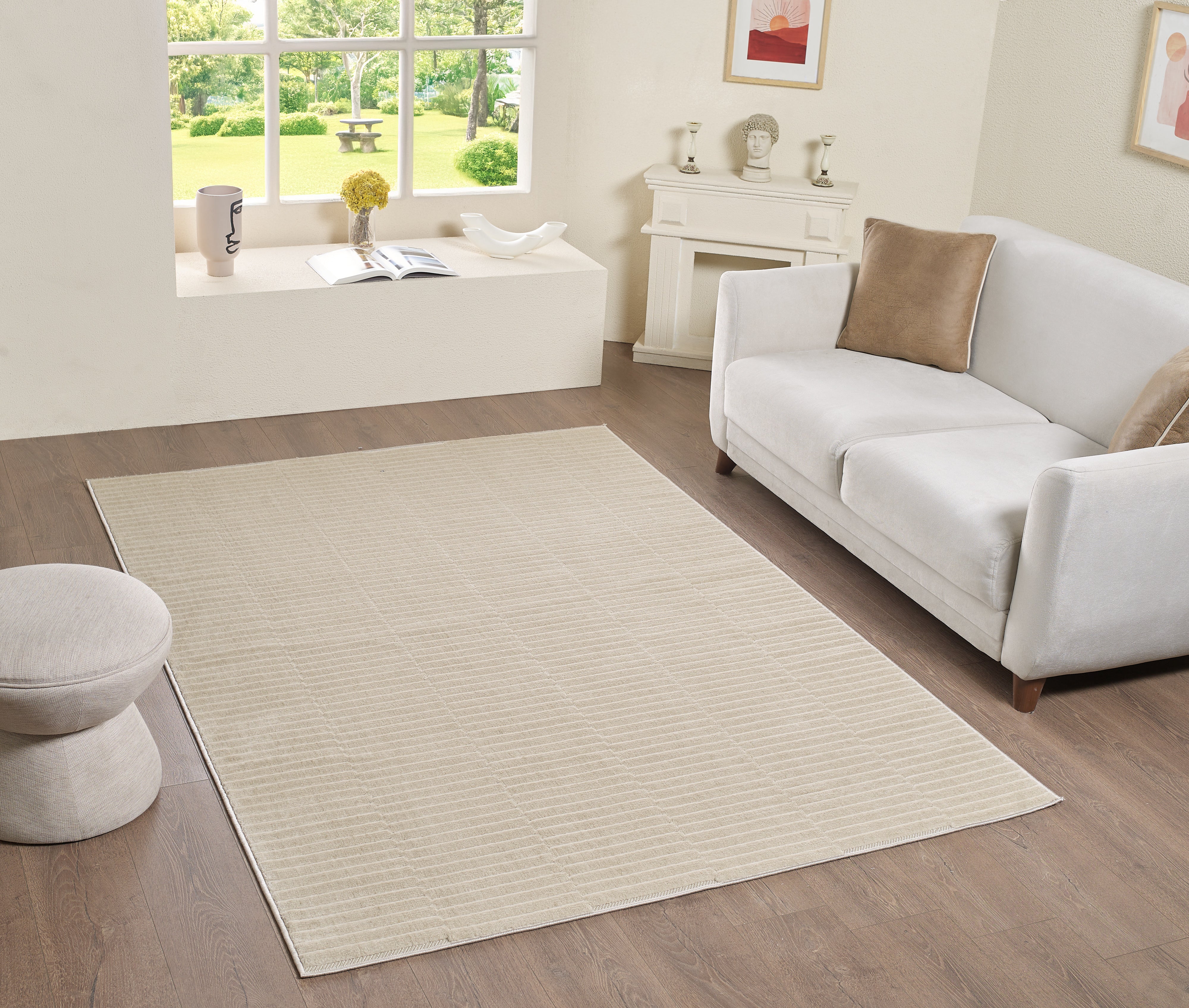 L2 Decor Cornelle Area Rug 5' x 8' with Underpad - Beige - Image 2