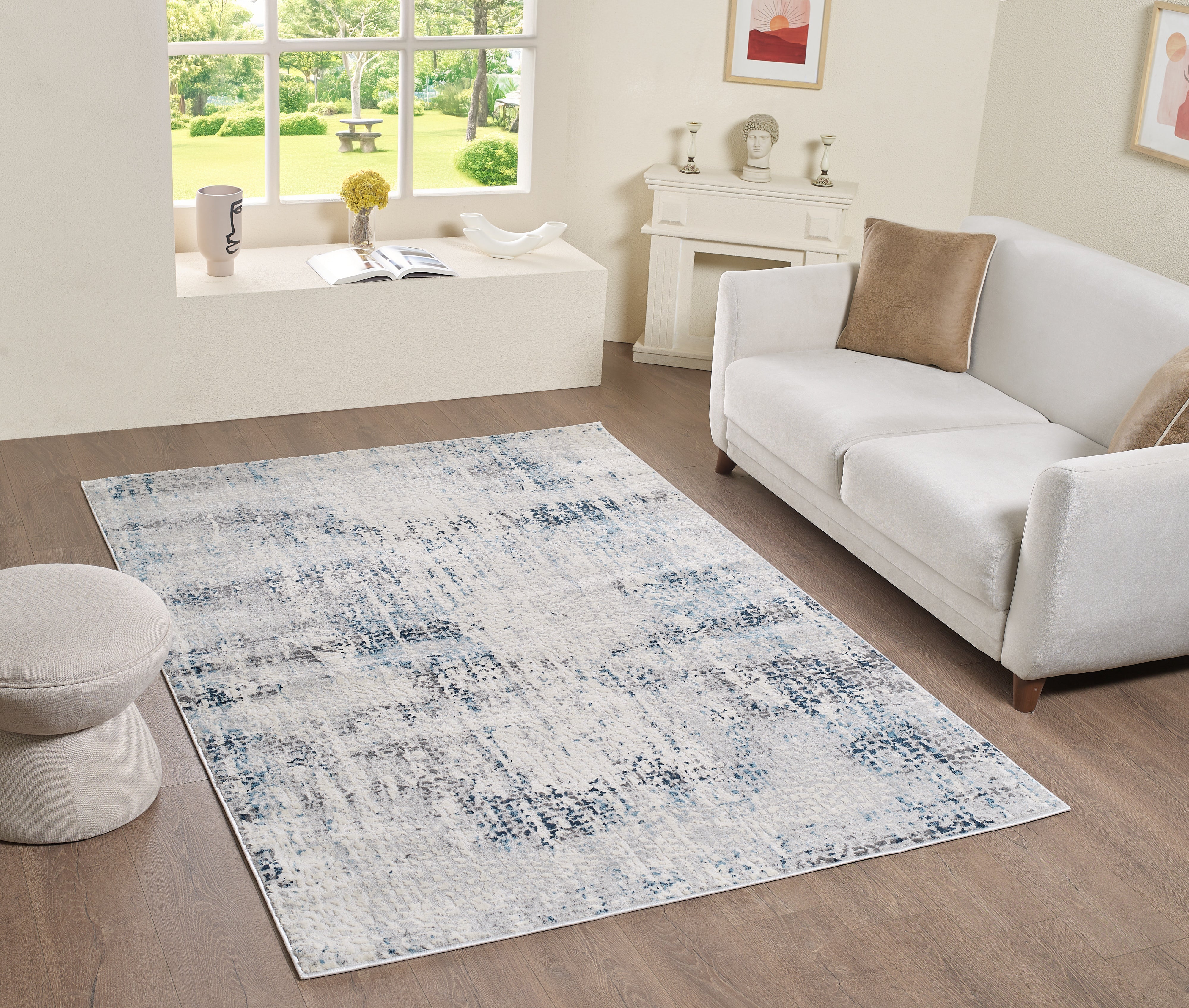 L2 Decor Cozy Area Rug 7' x 10' - Cream, Light Blue - Image 2
