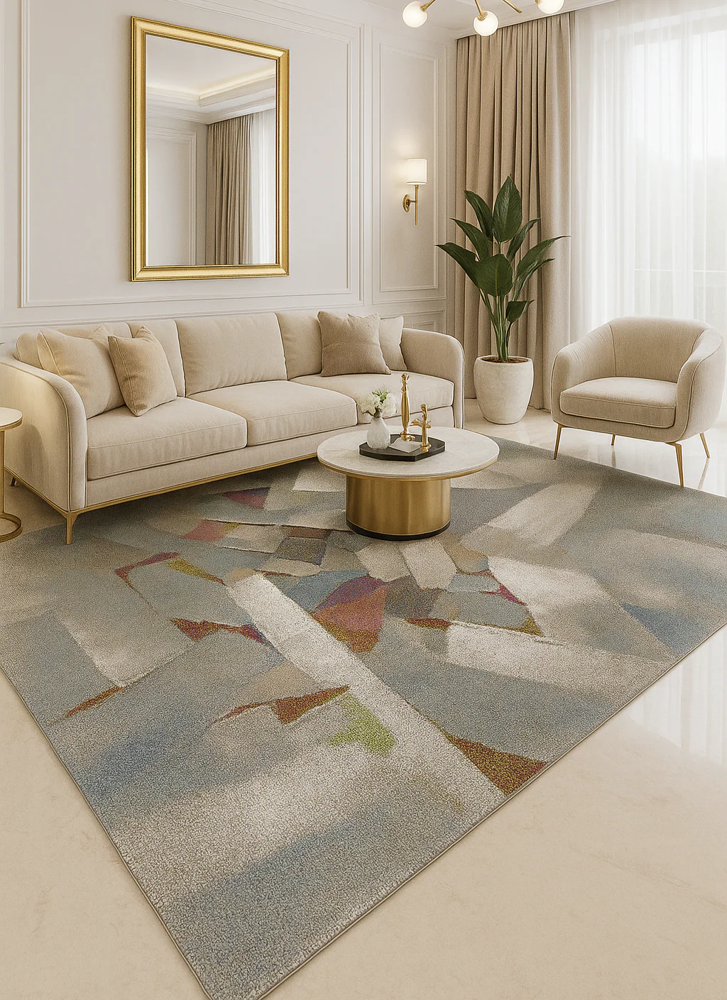 L2 Decor Diamond Area Rug 5' x 8' - Beige - Image 2