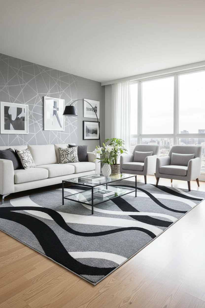 L2 Decor Diamond Area Rug 7' x 10' - Grey - Image 2