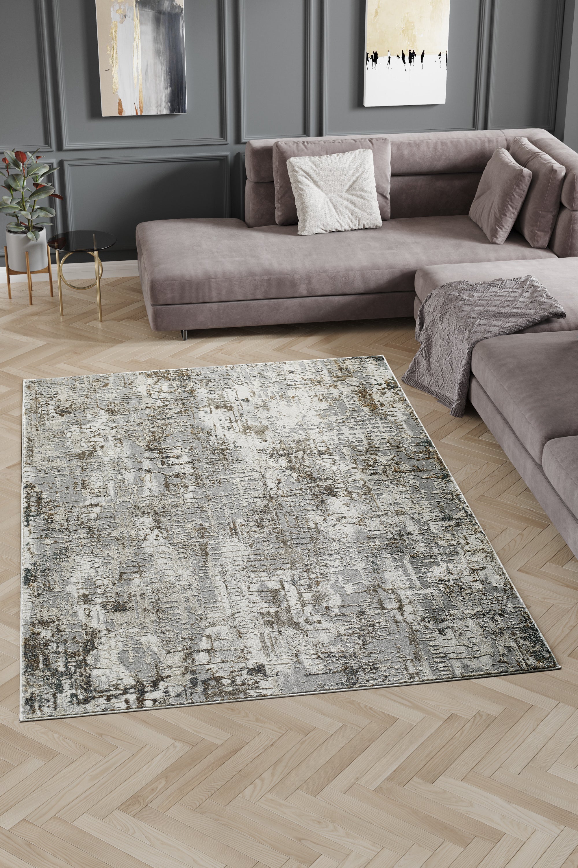 L2 Decor Emojy Area Rug 5' x 8' - Dark Grey, Cream - Image 2