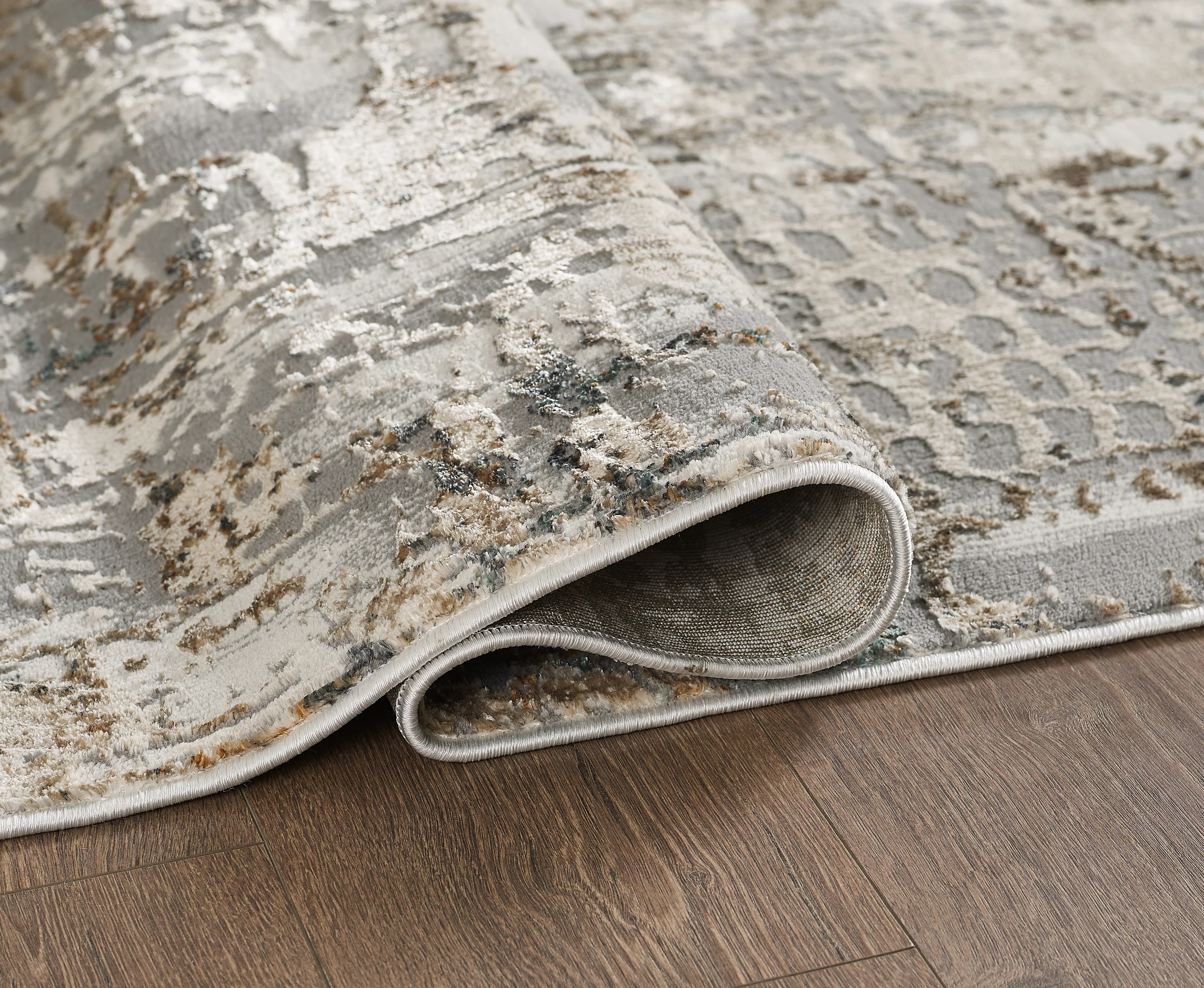 L2 Decor Emojy Area Rug 5' x 8' with Underpad - Dark Grey, Cream - Image 3