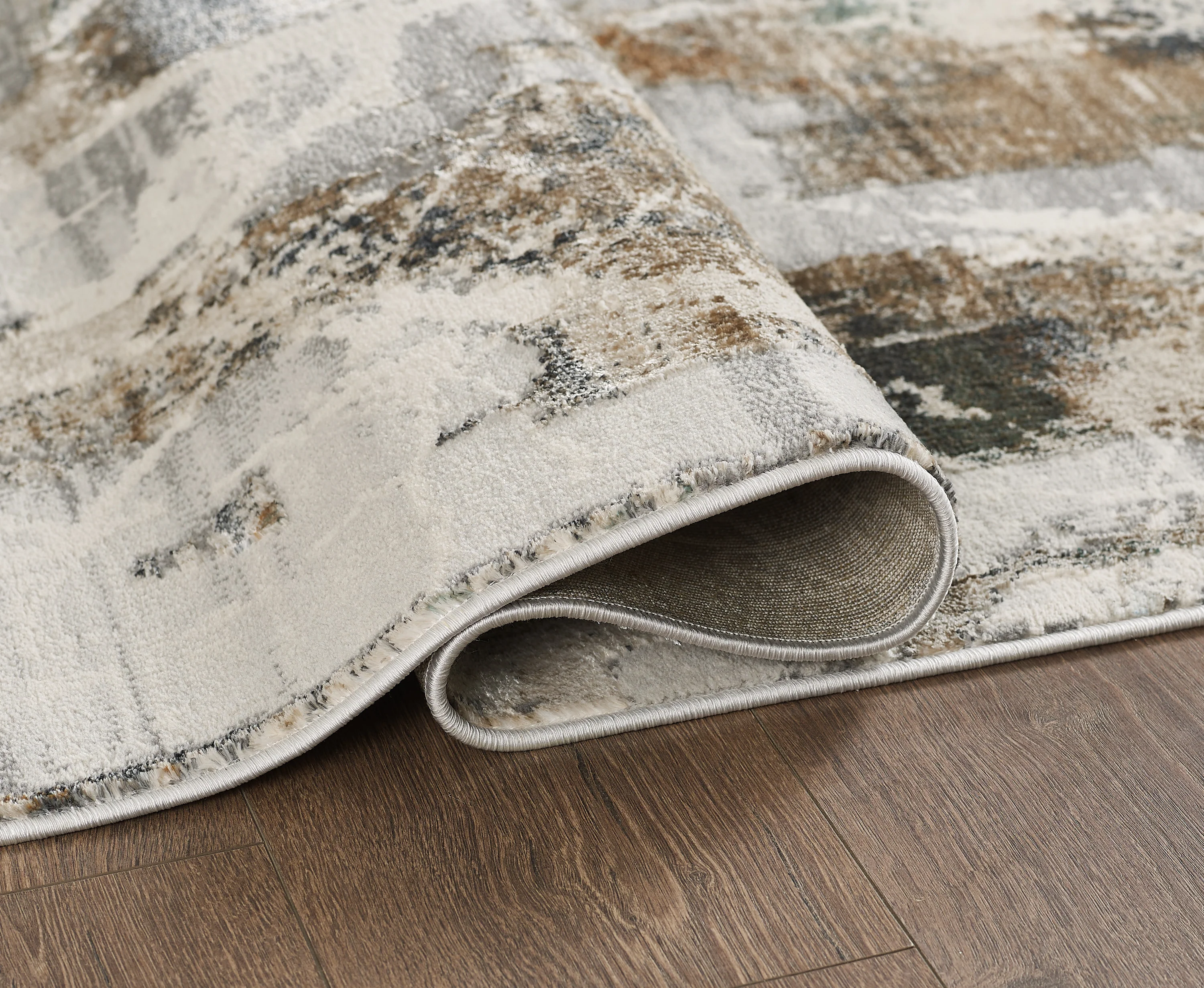 L2 Decor Emojy Area Rug 5' x 8' with Underpad - Grey, Cream - Image 3