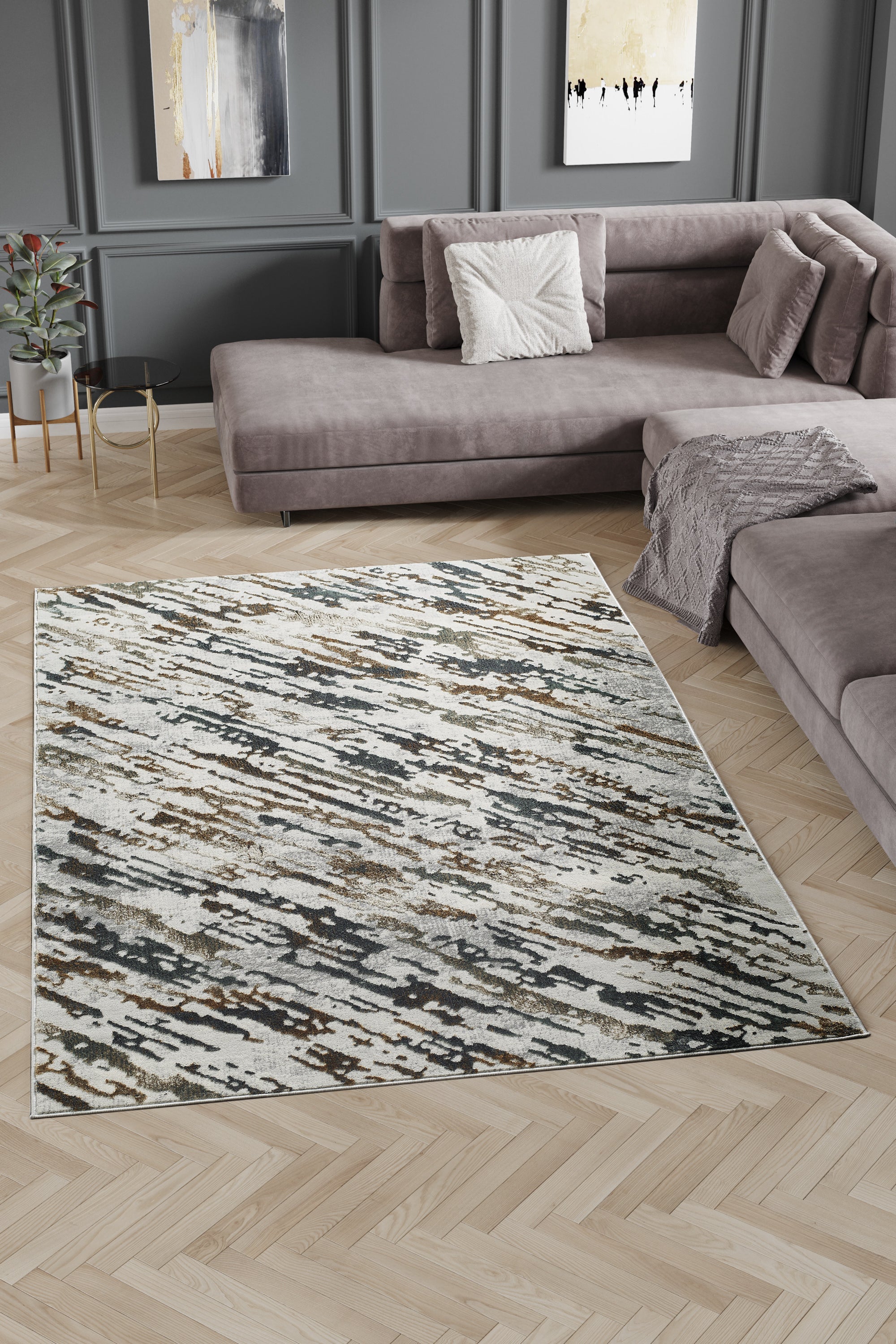 L2 Decor Emojy Area Rug 7' x 10' with Underpad - Cream, Blue - Image 2