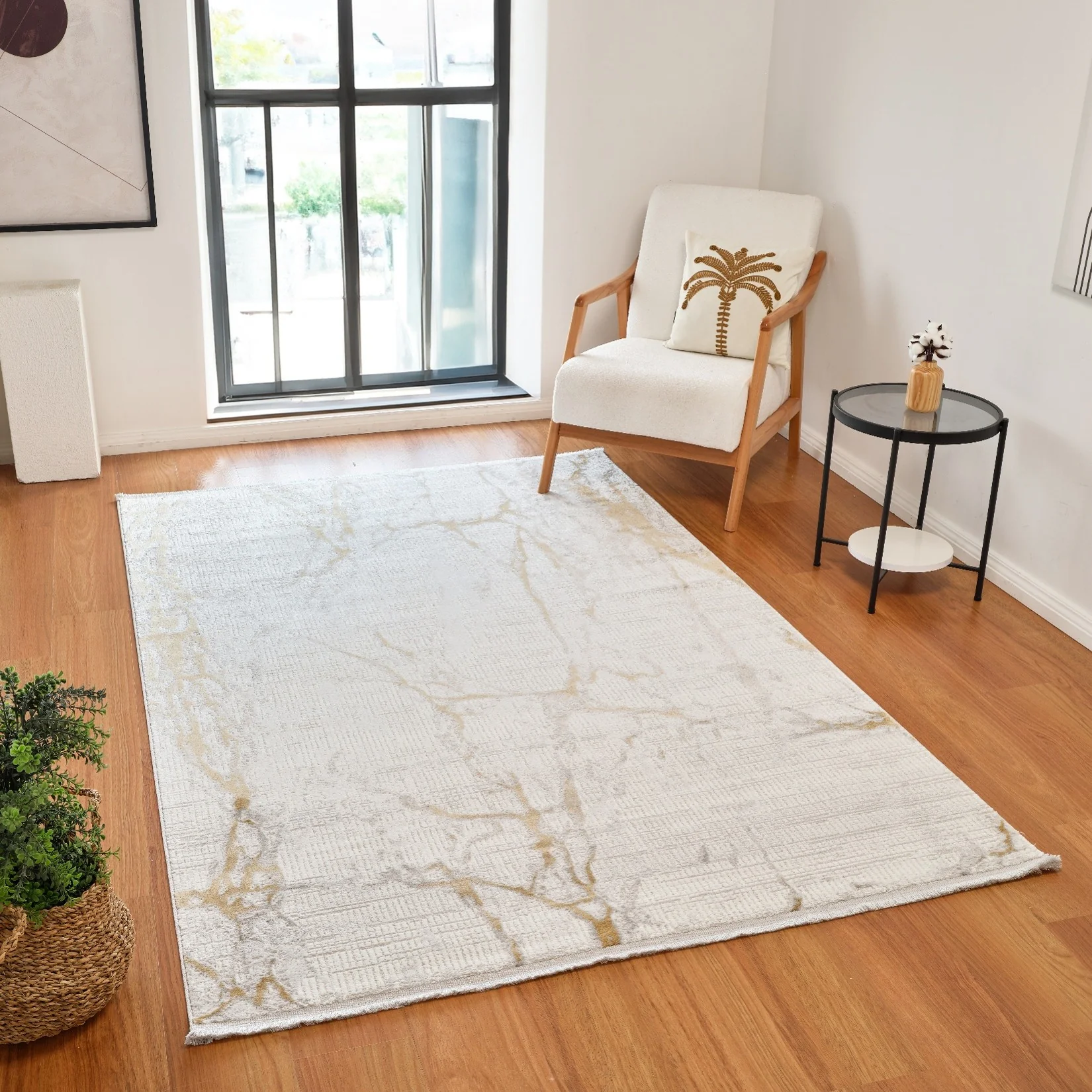 L2 Decor Karizma Area Rug 5' x 8' - Yellow, White - Image 2