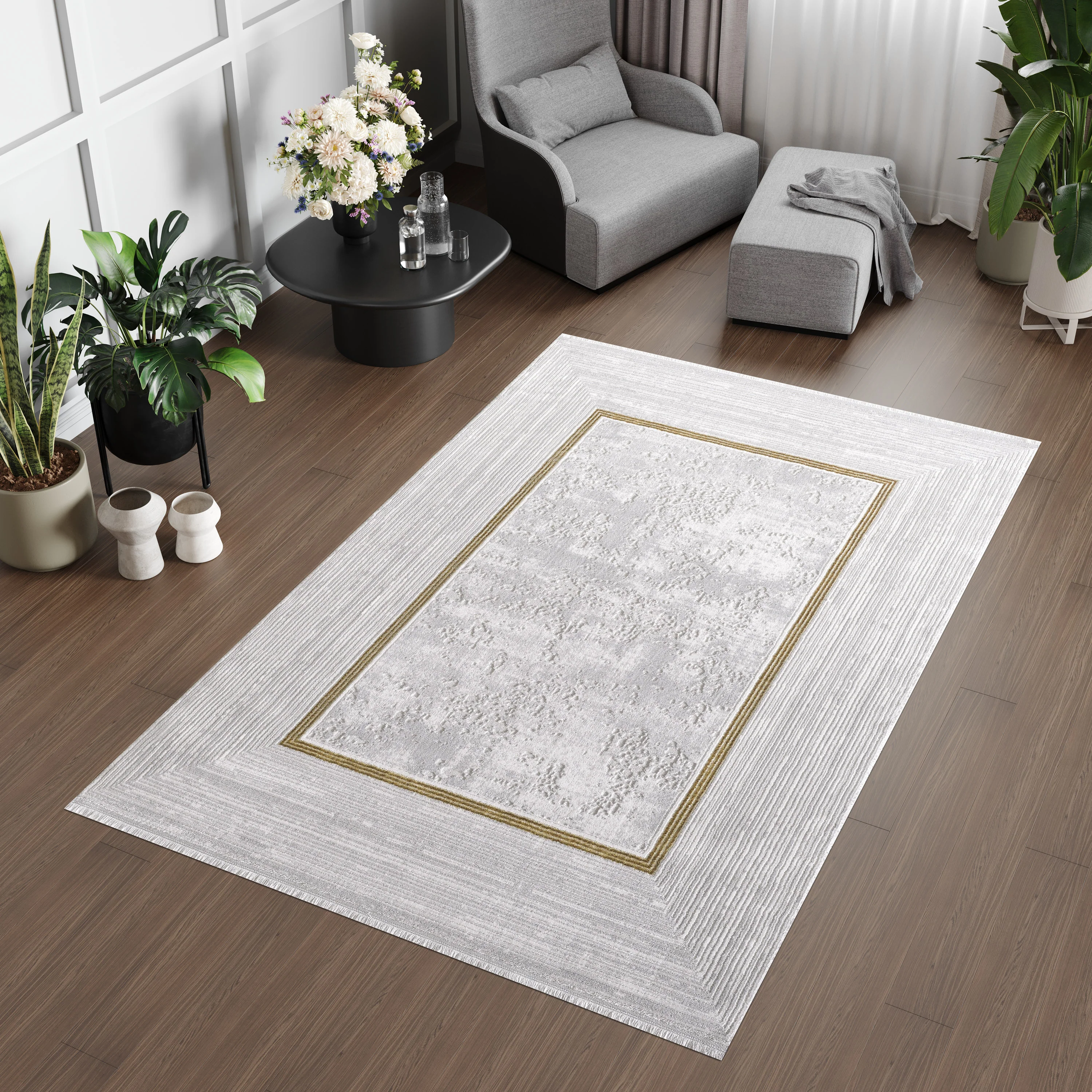 L2 Decor Lazer Area Rug 5' x 8' - Light Grey - Image 2