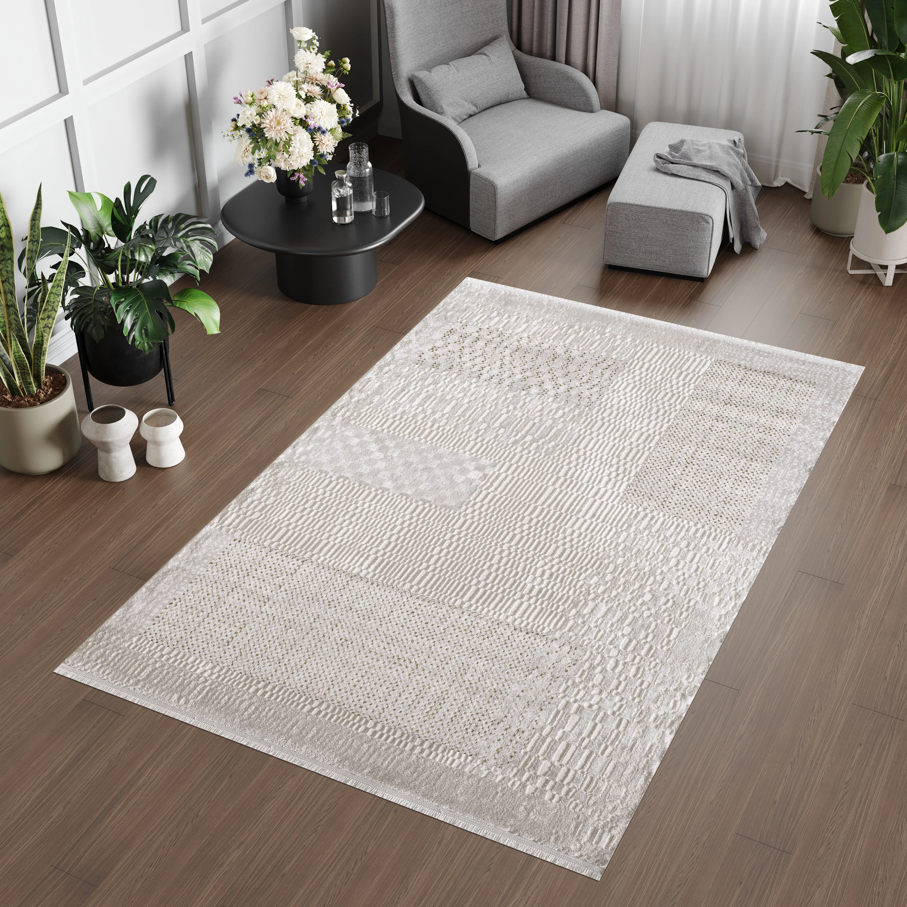 L2 Decor Lazer Area Rug 7' x 10' - Cream, Beige - Image 2