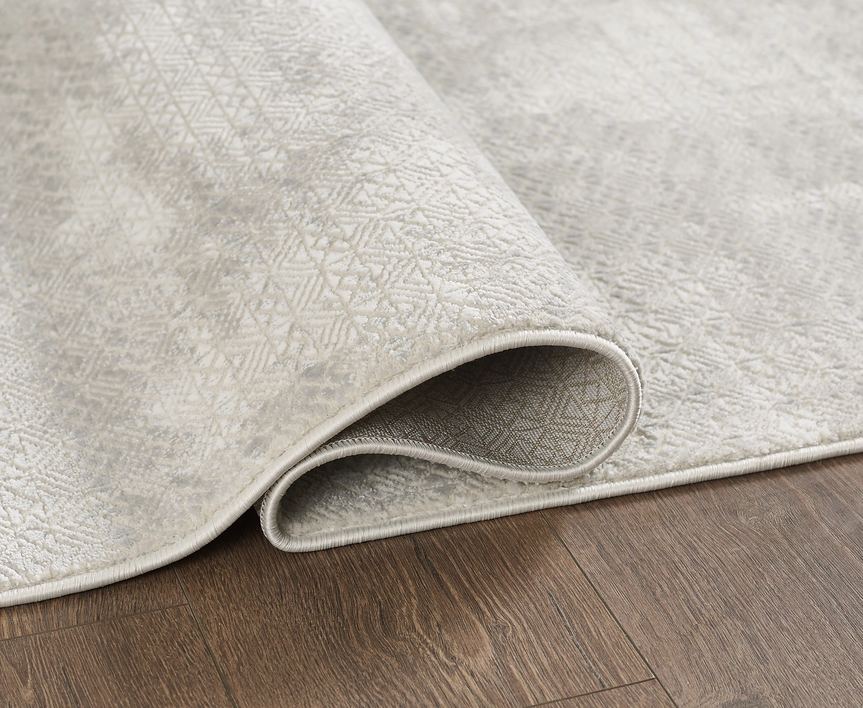 L2 Decor Novolini Area Rug 7' x 10' with Underpad - Light Grey, White - Image 3