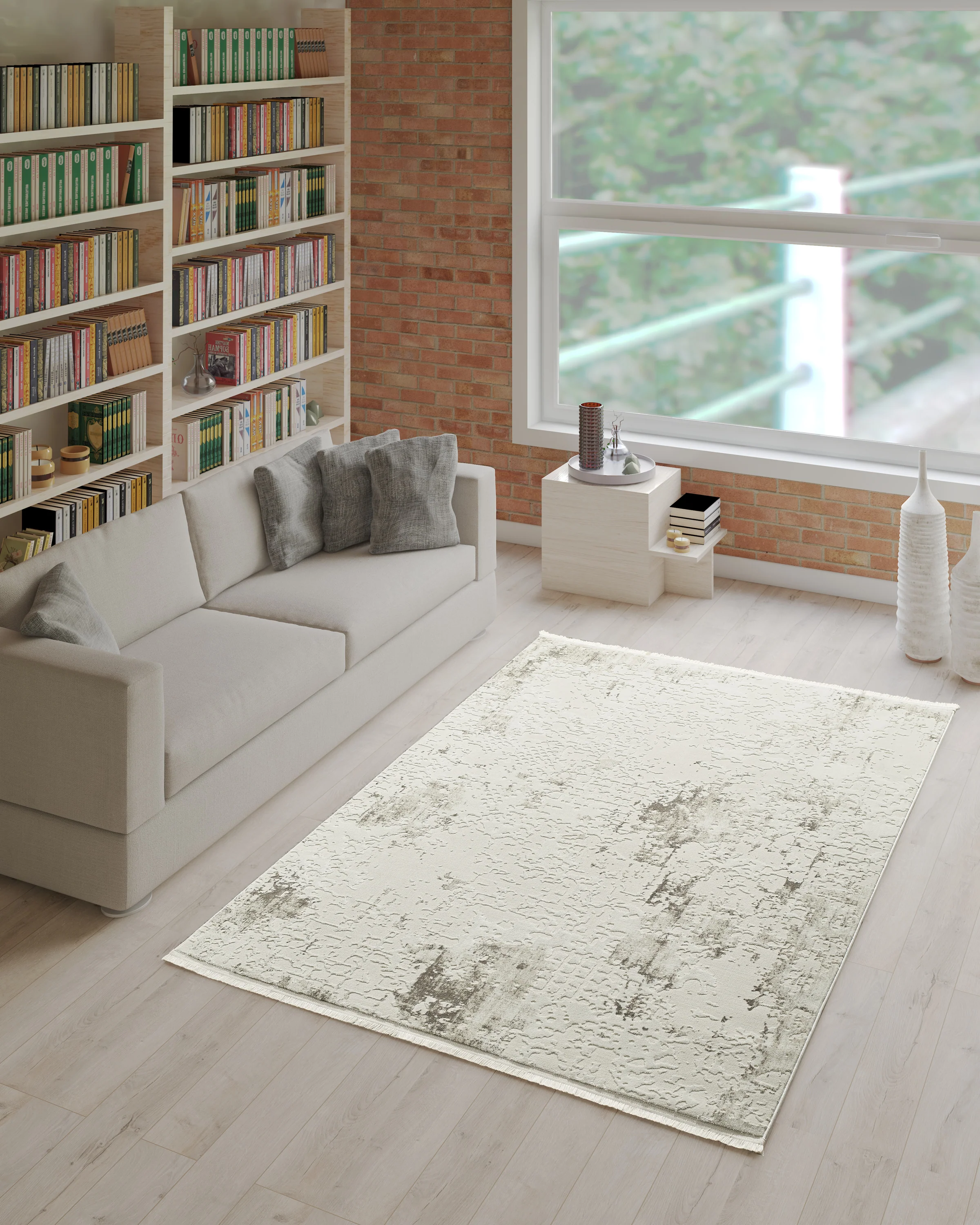 L2 Decor Petra Area Rug 7' x 10' with Underpad - Beige - Image 2