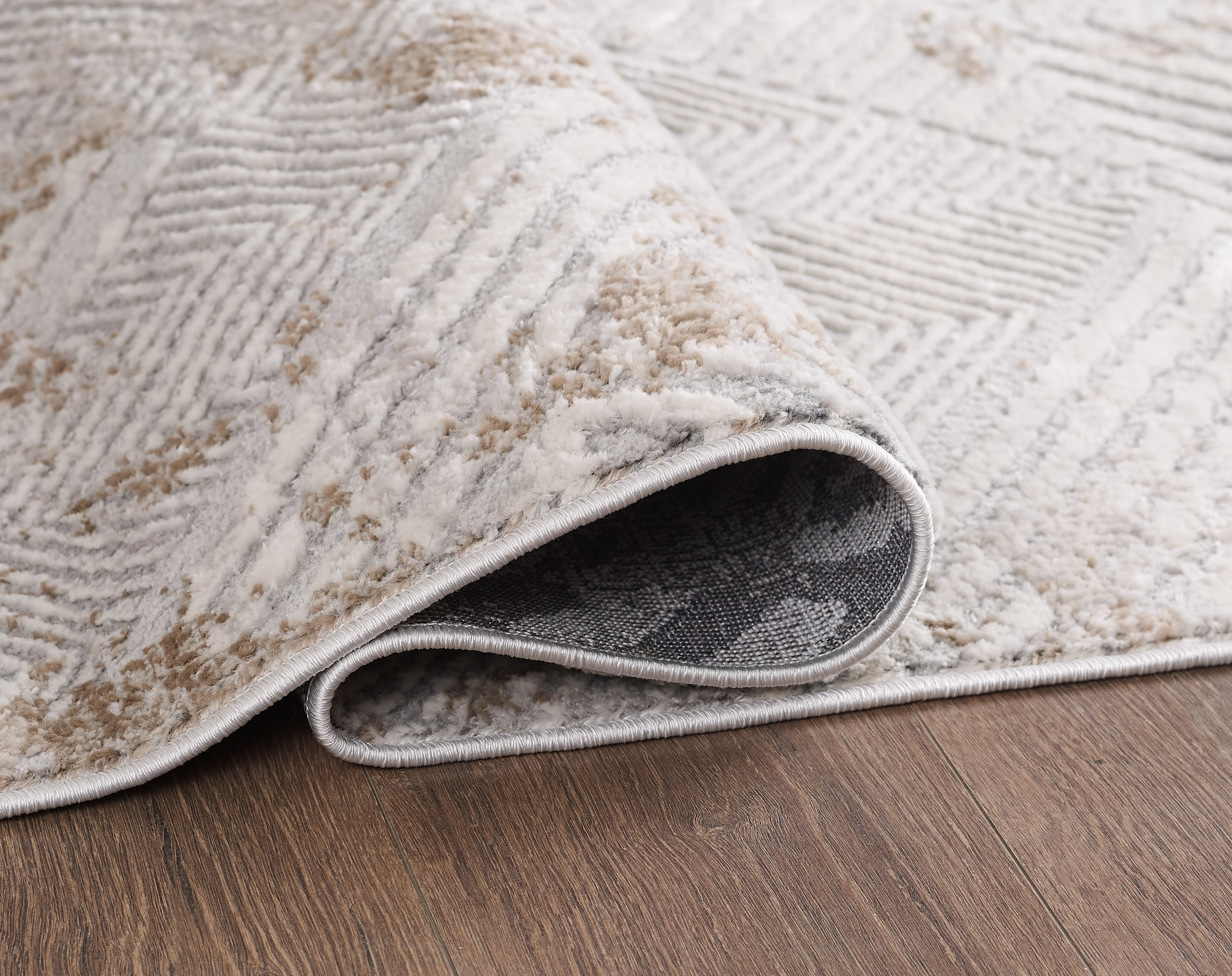 L2 Decor Symphony Area Rug 5' x 8' with Underpad - Light Grey, Beige - Image 3