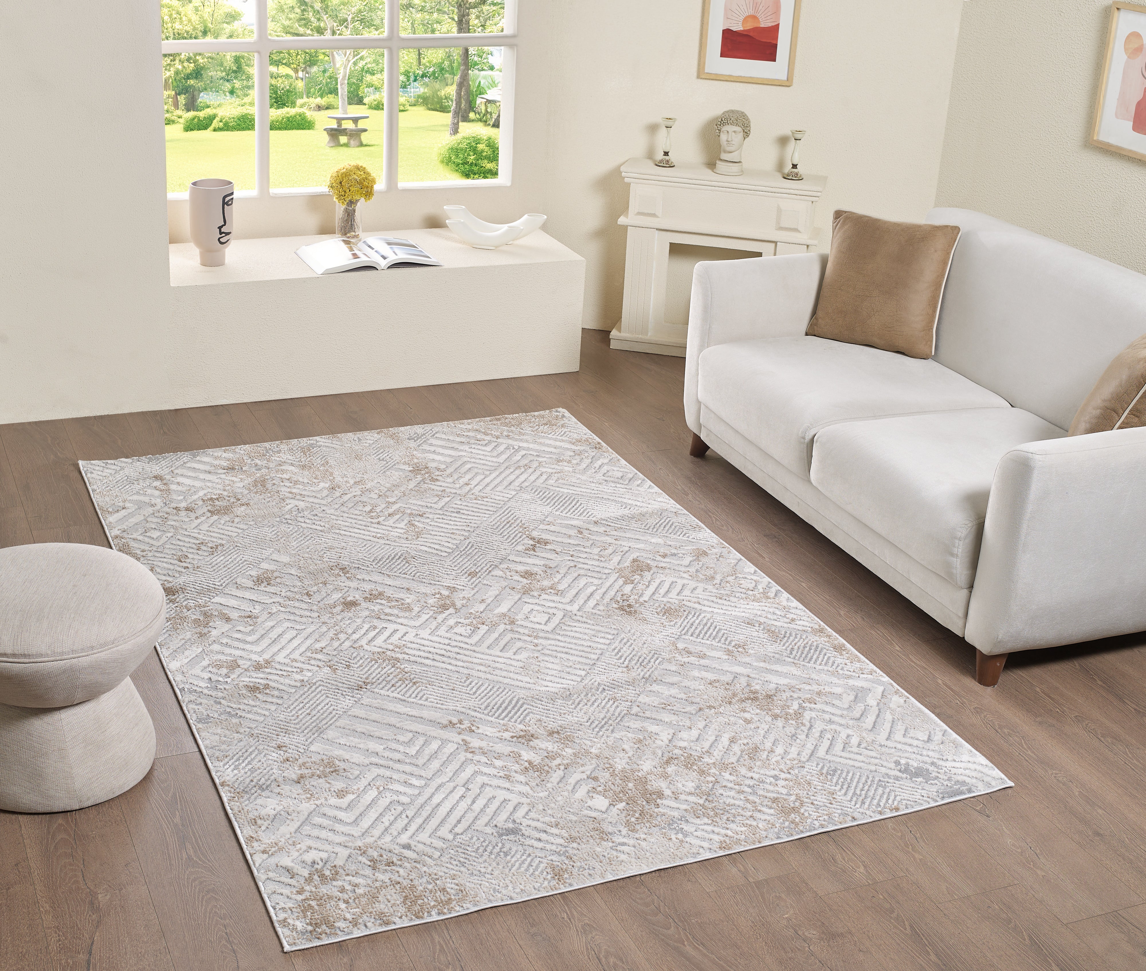 L2 Decor Symphony Area Rug 7' x 10' - Light Grey, Beige - Image 2